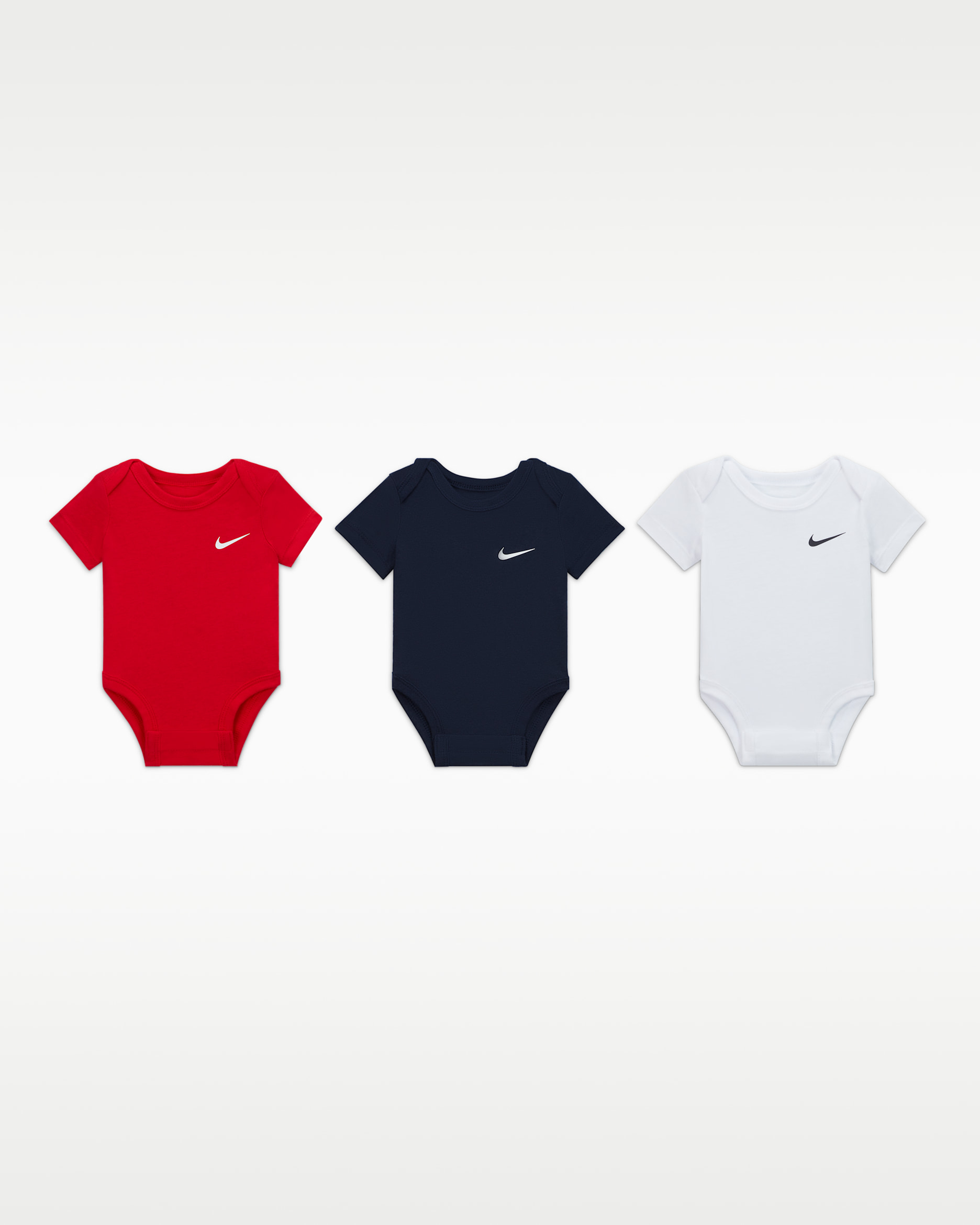 Nike Baby (0–9M) Swoosh Bodysuits (3-Pack) - Multi-Colour/Obsidian/Red