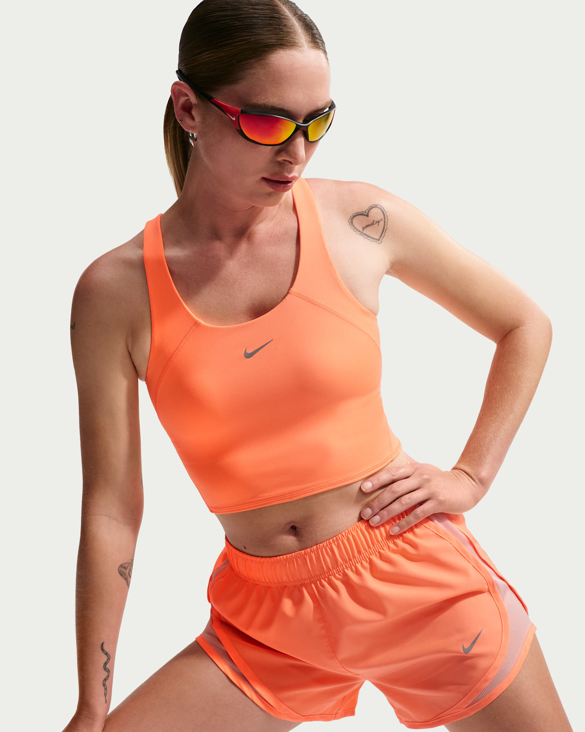 Nike Tempo Women's Medium-Support Cropped Sports Bra Tank - Orange Pulse
