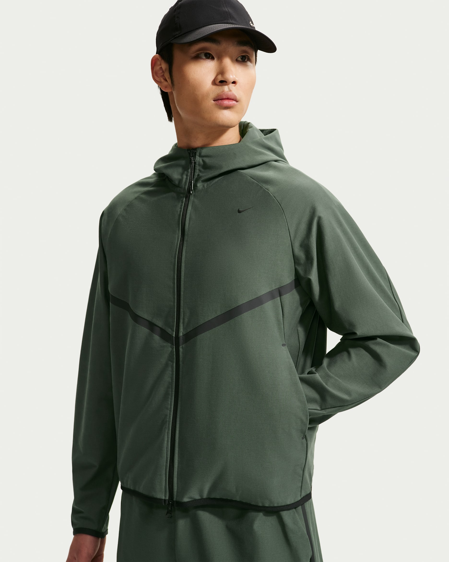 Nike Tech Men's Shori-Knit Full-Zip Windrunner Jacket - Camo Green/Black