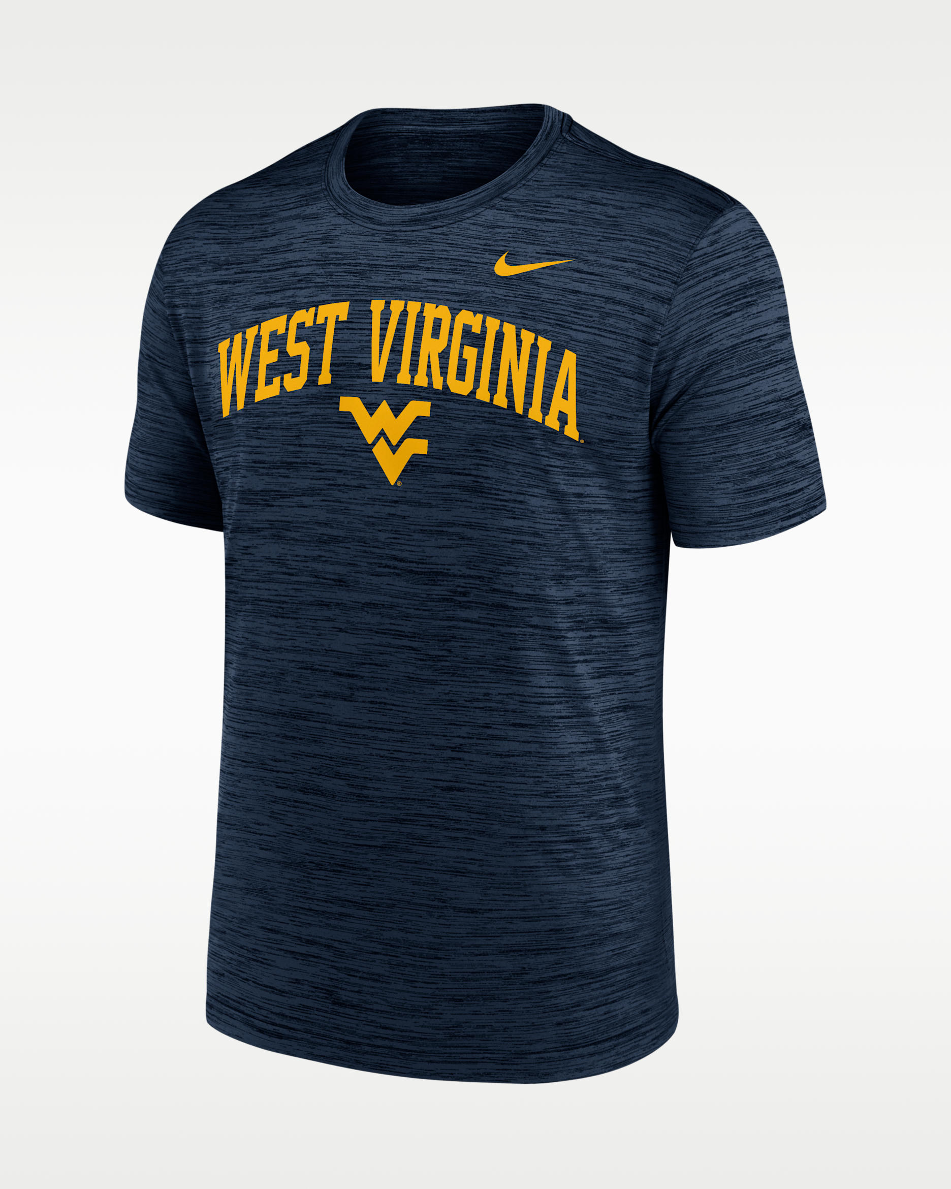 West Virginia Primetime Arch Logo Velocity Men's Nike Dri-FIT College T-Shirt - Navy