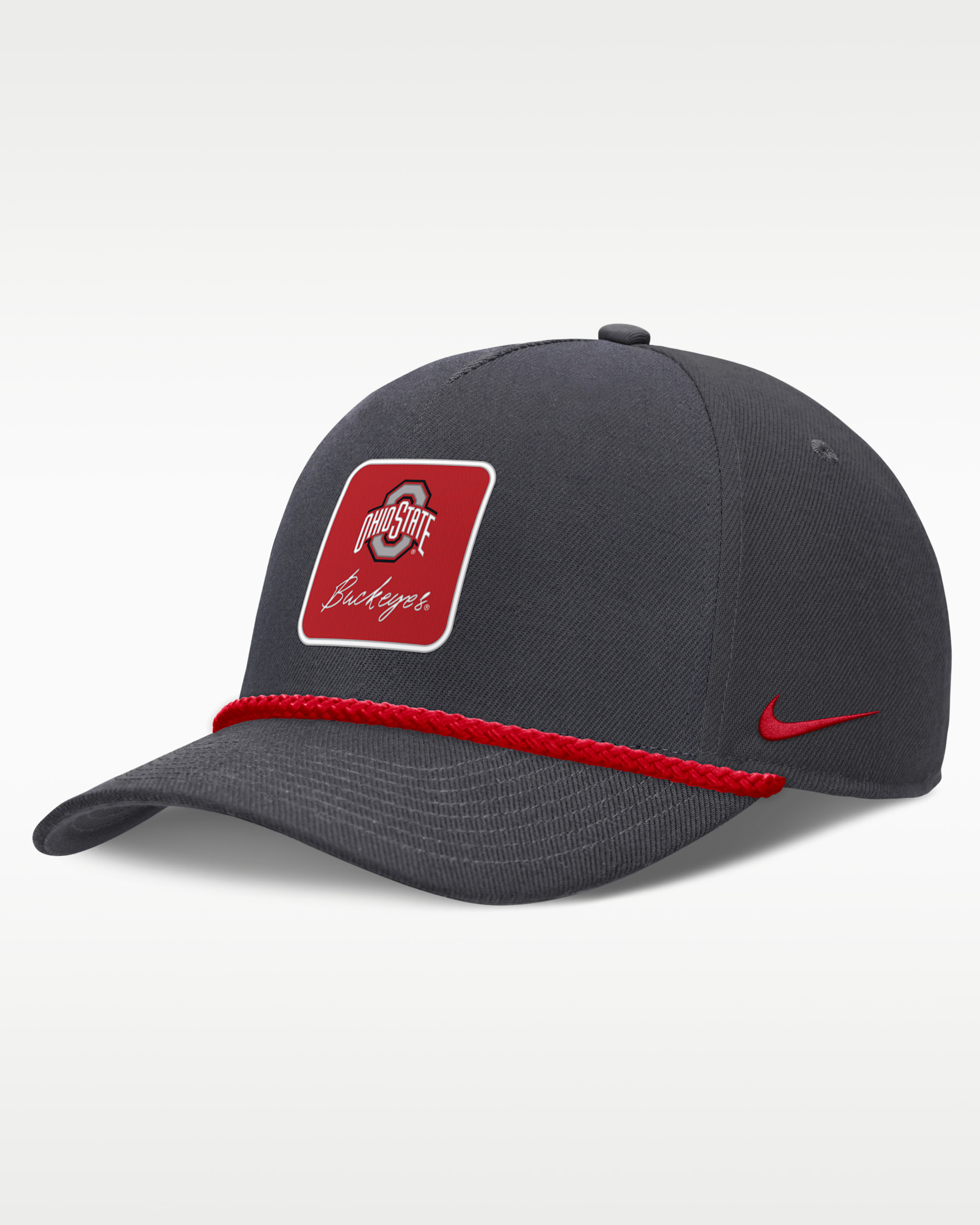 Ohio State Legacy Letter Rise Men's Nike Dri-FIT College A-Frame Adjustable Hat - Anthracite