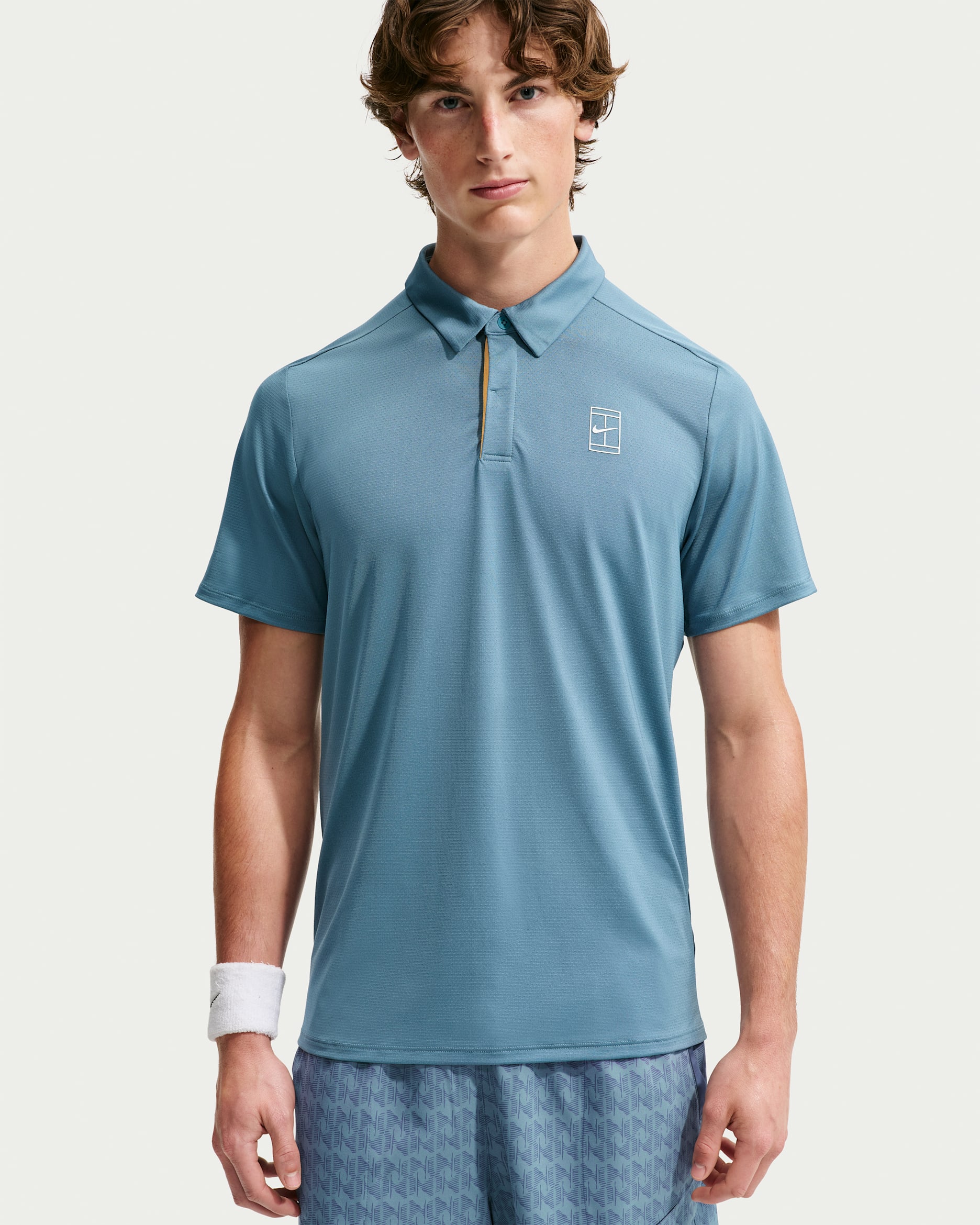 NikeCourt Advantage Men's Dri-FIT Tennis Polo - Smokey Blue/White