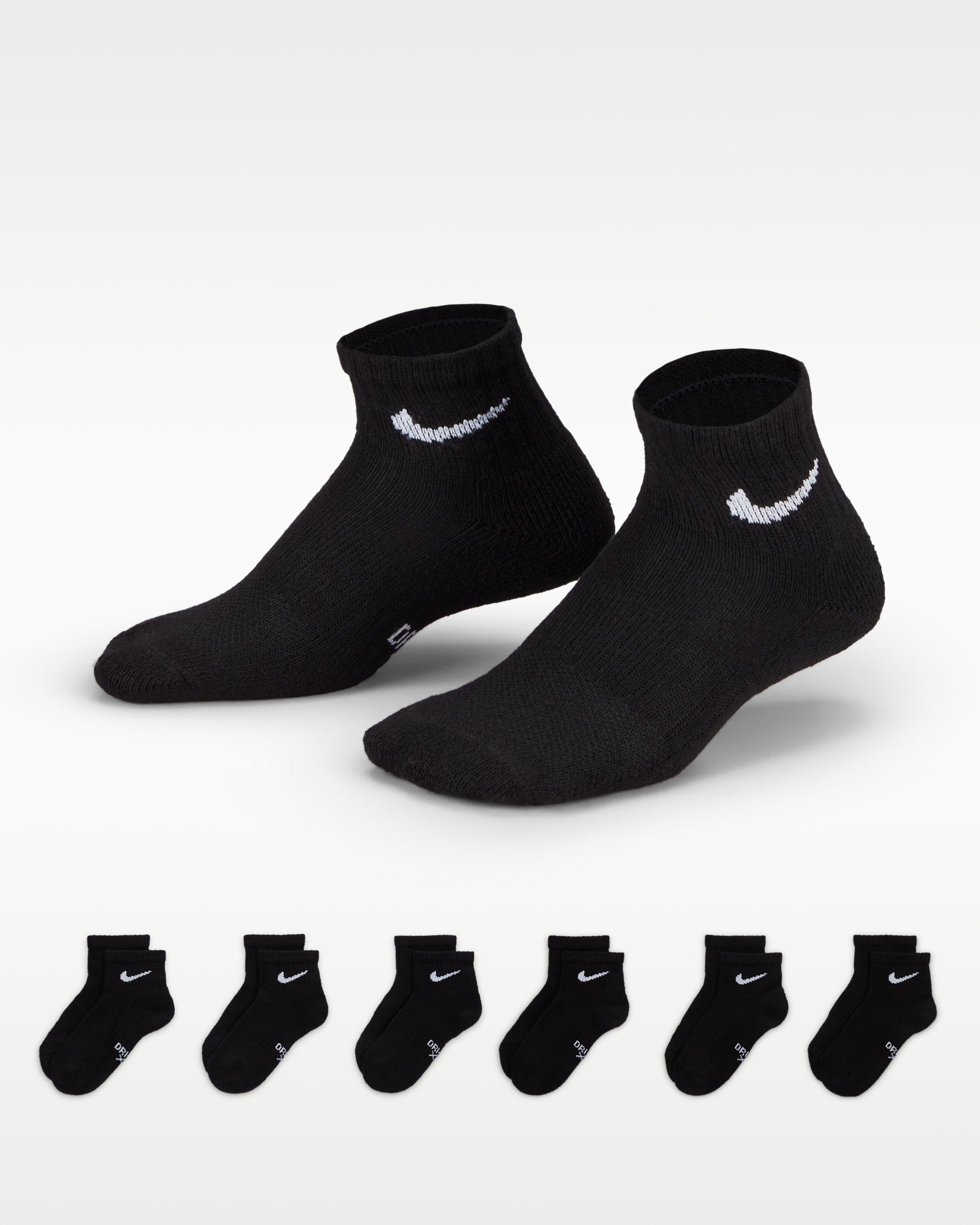 Nike Performance Basics Kids' Dri-FIT Ankle Socks (6 Pairs) - Black