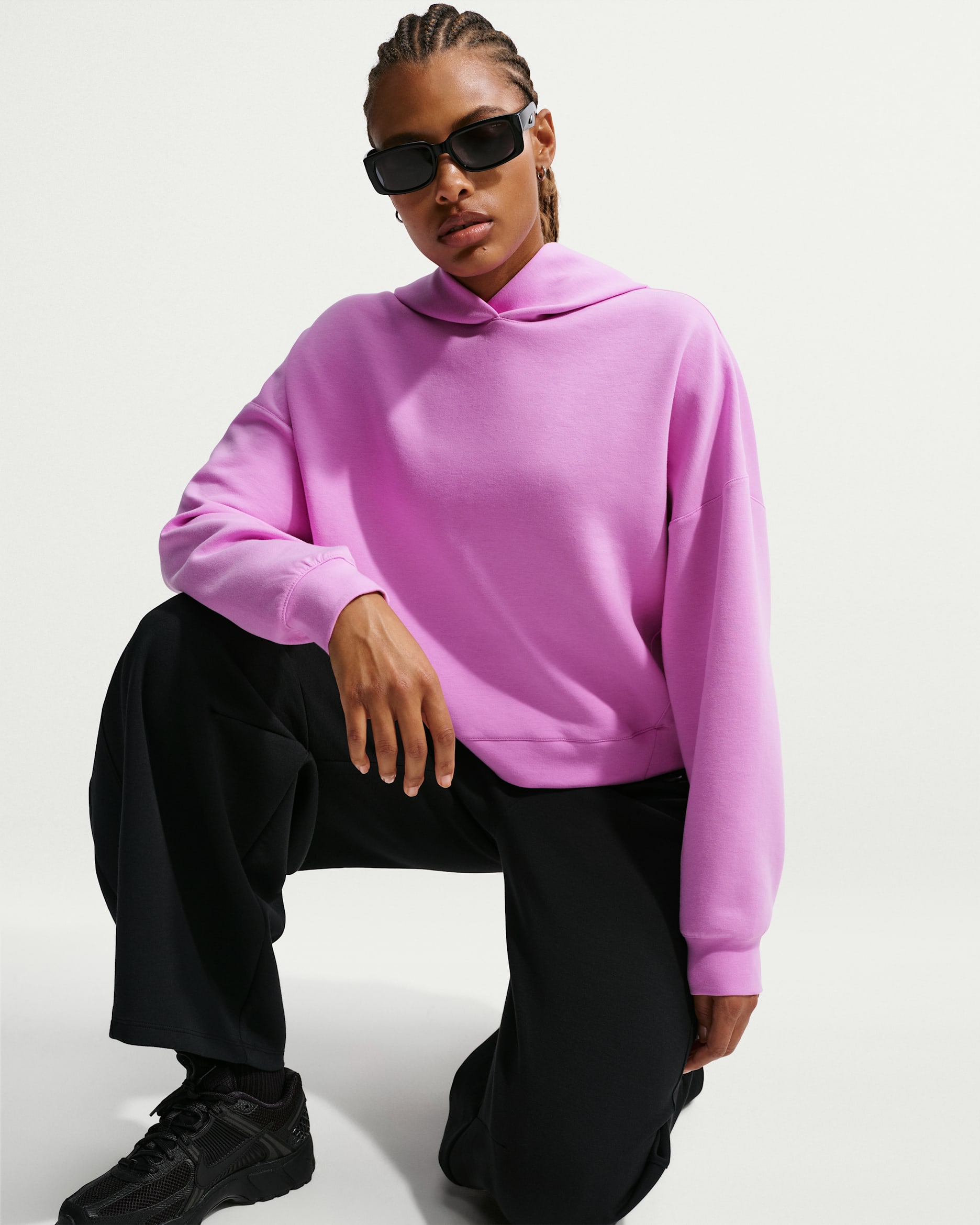 Sudadera con gorro sin cierre para mujer Nike 24.7 ImpossiblySoft - Magenta claro/Negro/Baya del desierto