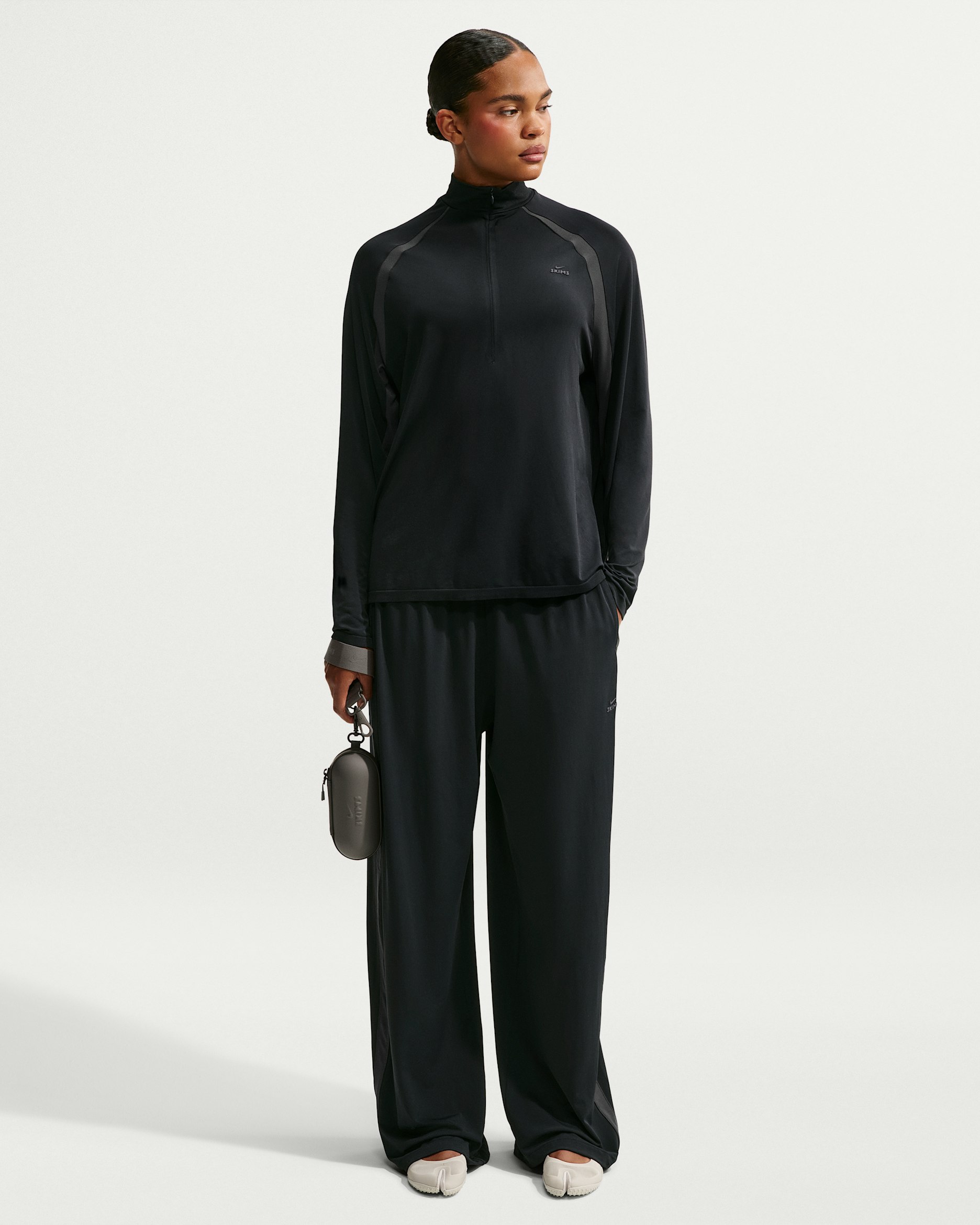 NikeSKIMS Stretch Knit Women's Wide-Leg Trousers - NSKM Obsidian/NSKM Igneous