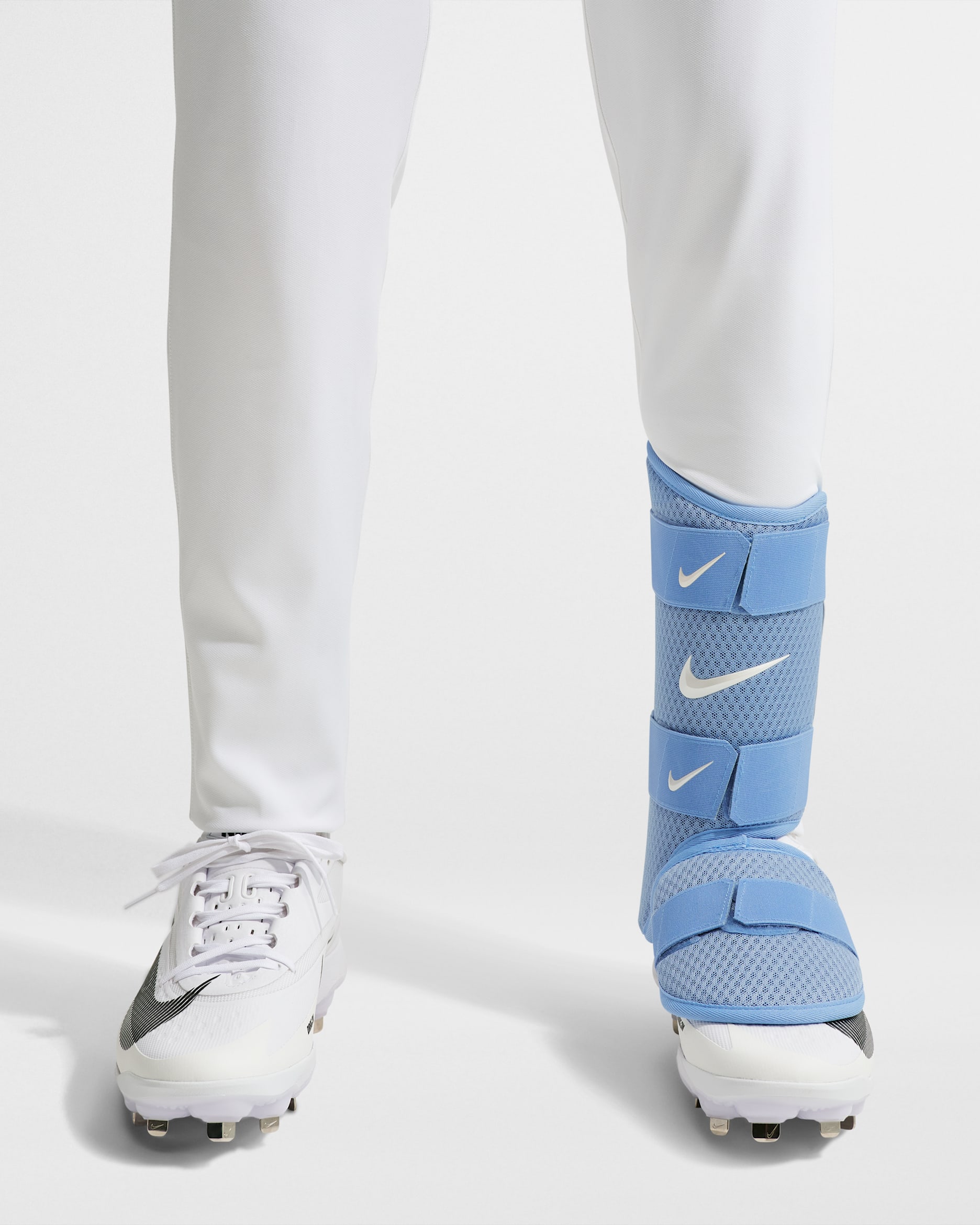 Protección de pierna para bateador de béisbol Nike Diamond (bateador diestro) - Azul valor/Azul valor/Blanco