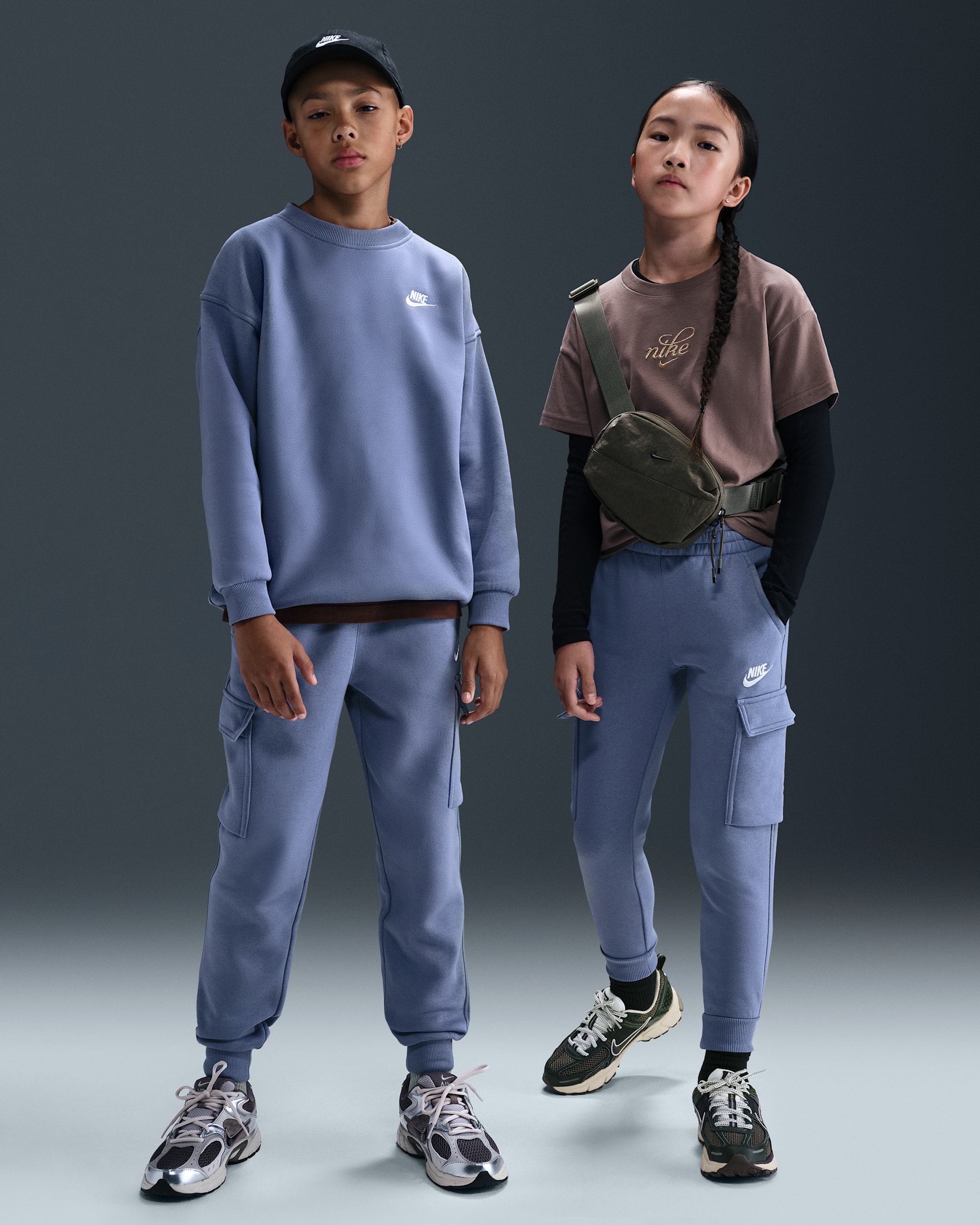 Nike Sportswear Club Fleece Big Kids' Cargo Pants - World Indigo/World Indigo/White