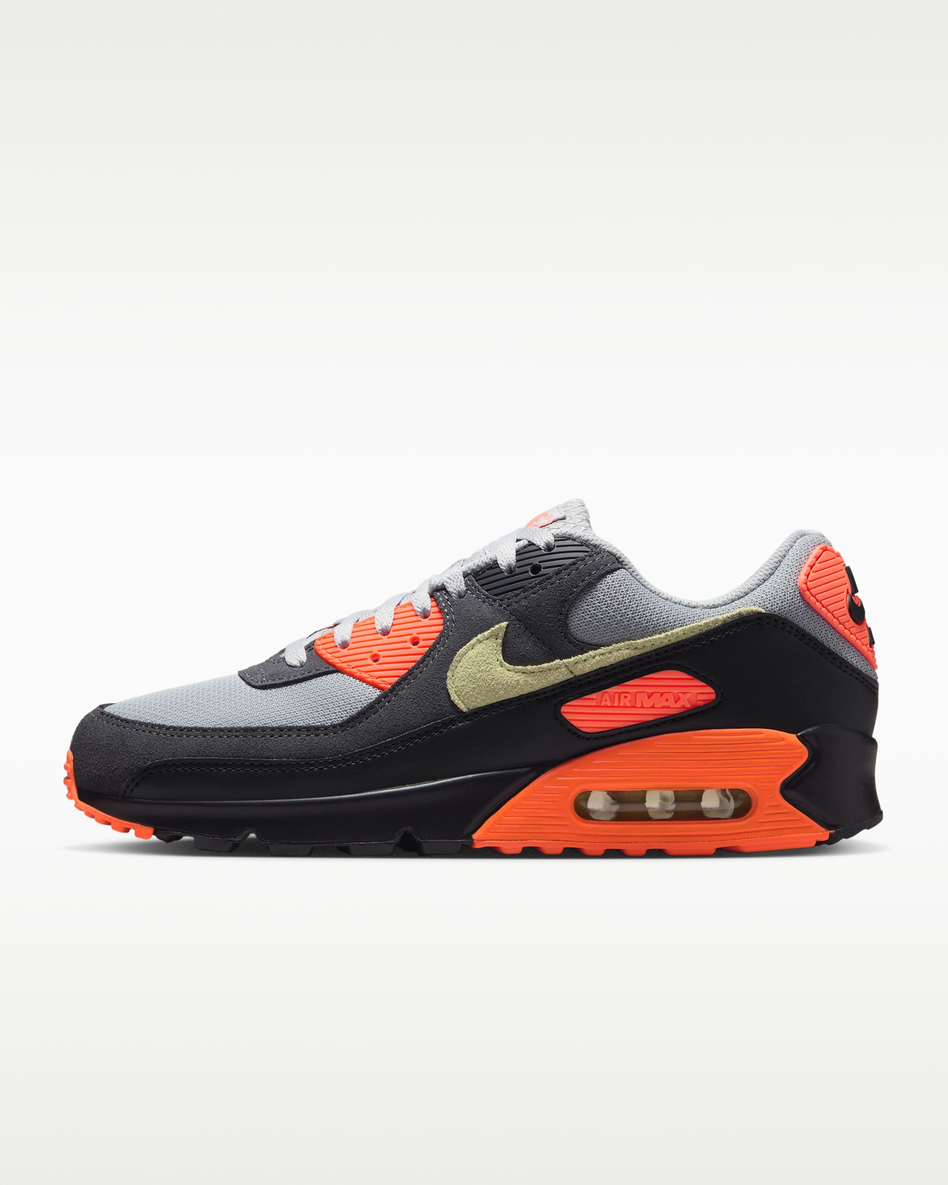 Nike Air Max 90 herresko - Light Smoke Grey/Hyper Crimson/Svart/Limelight