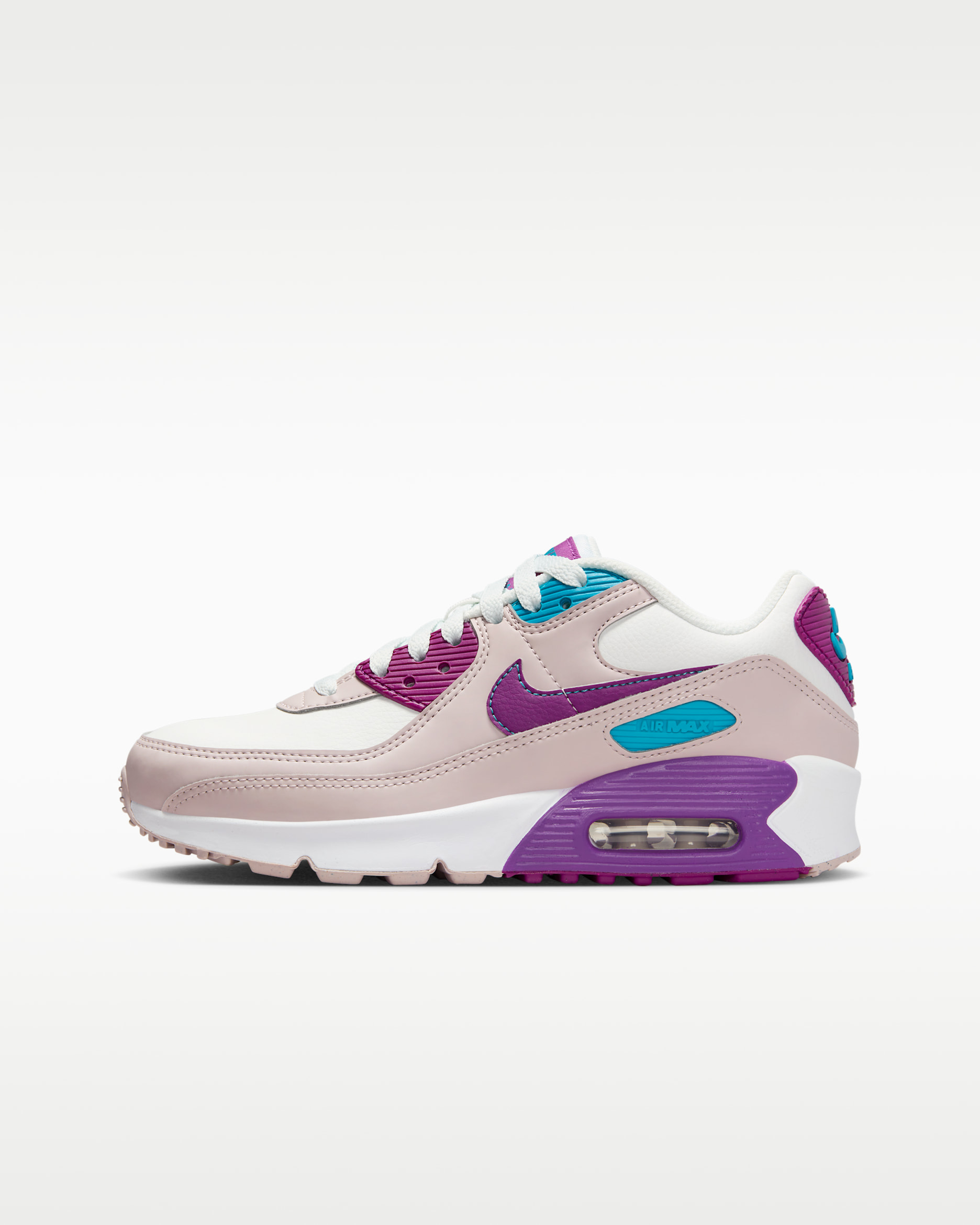 รองเท้าเด็กโต Nike Air Max 90 LTR - Summit White/Platinum Violet/Aquamarine/Viotech