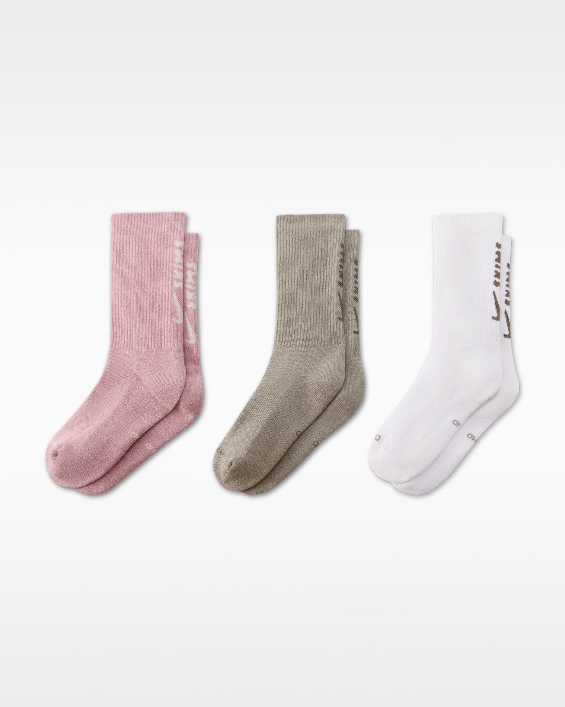 NikeSKIMS Women's Dri-FIT Crew Socks (3 Pairs) - Multi-Colour/NSKM HIMALAYAN/NSKM DUNE