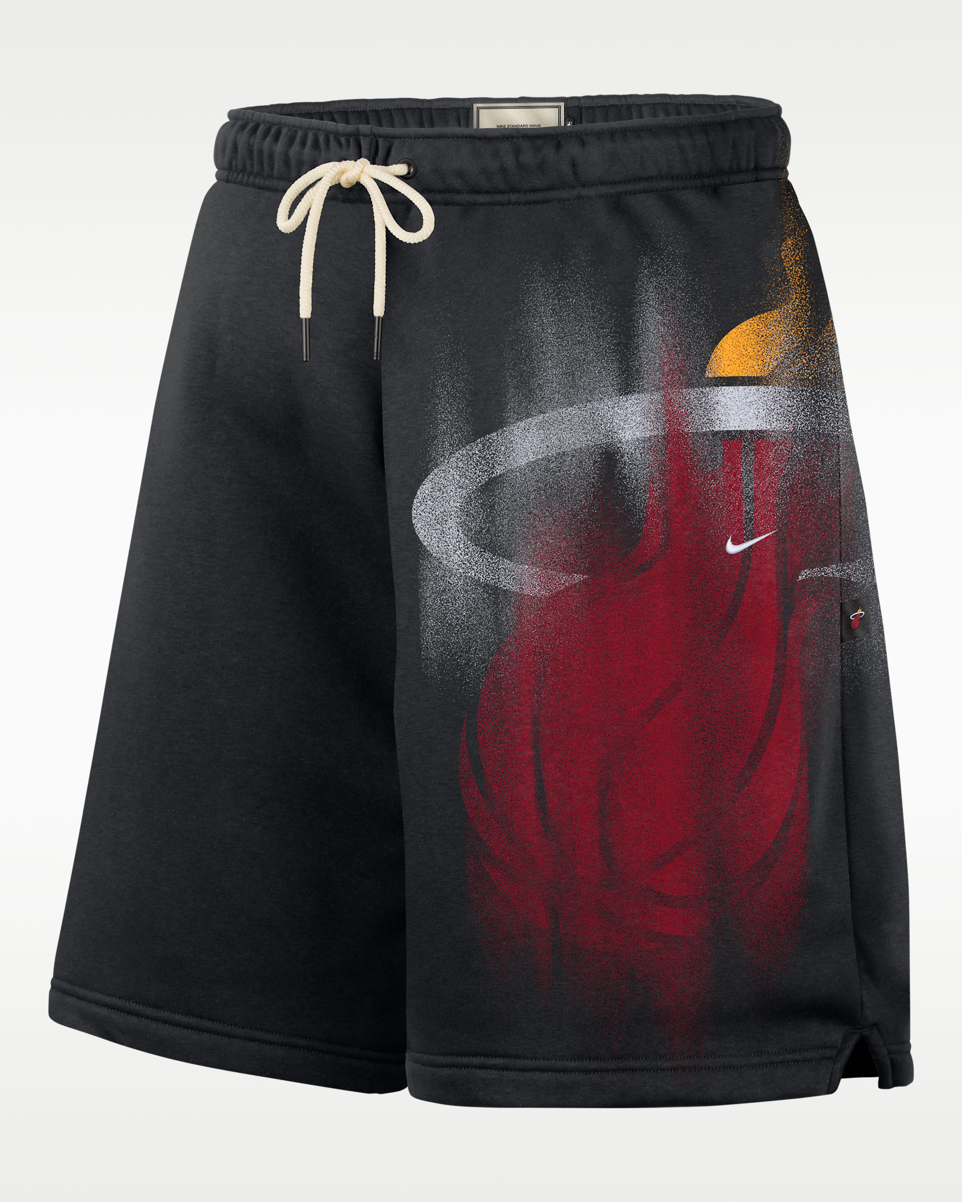 Shorts de básquetbol de tejido Fleece para hombre Miami Heat Standard Issue - Negro/Blanco