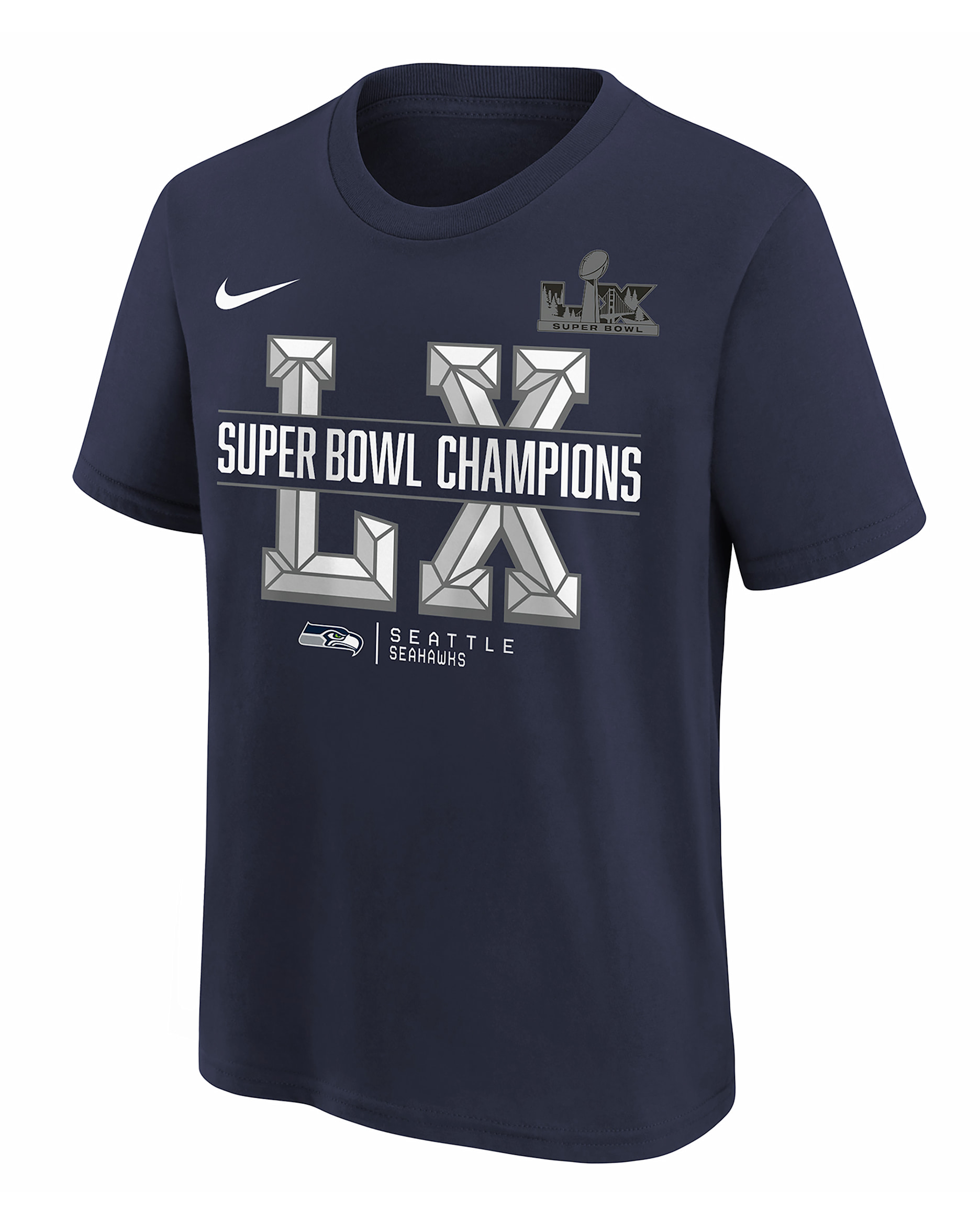 Seattle Seahawks Super Bowl LX Champions Big Kids' Nike NFL Long Sleeve T-Shirt - Navy