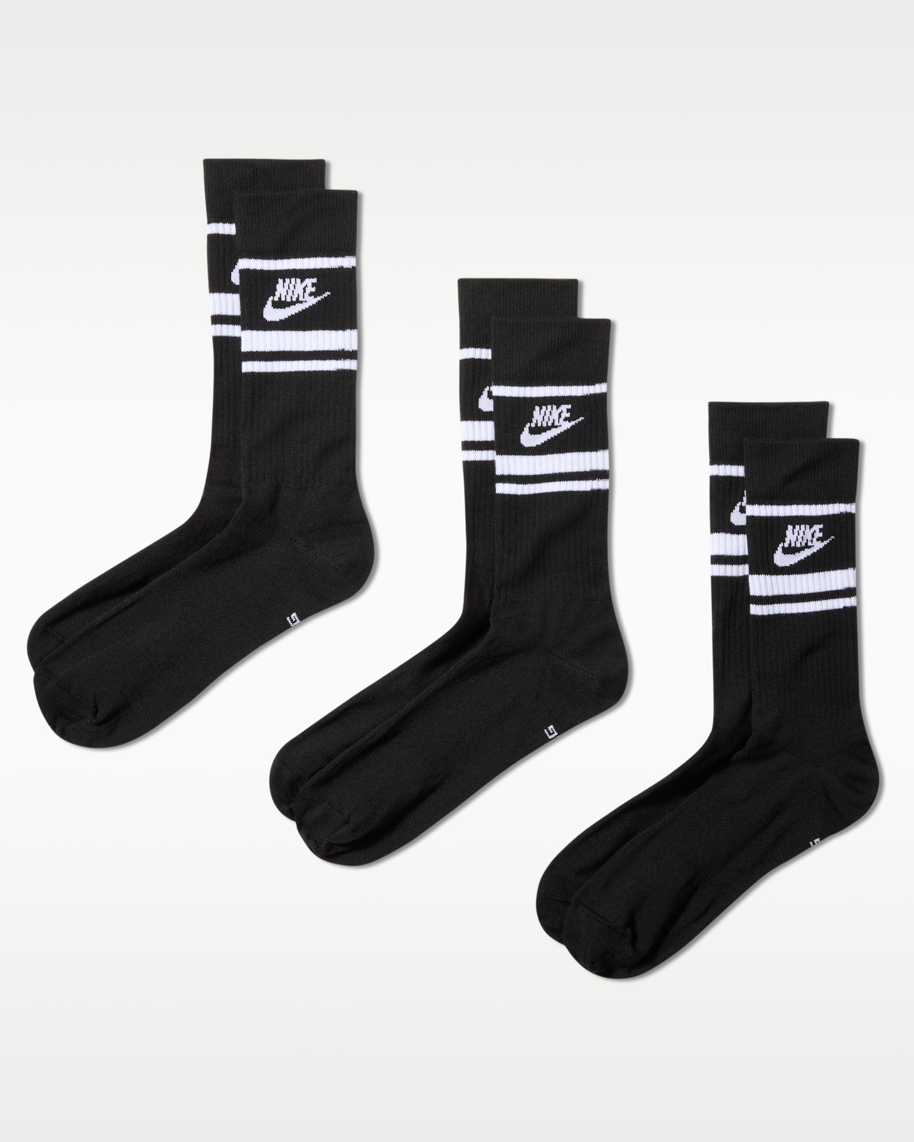 Středně vysoké ponožky Nike Sportswear Dri-FIT Everyday Essential (3 páry) - Černá/Bílá