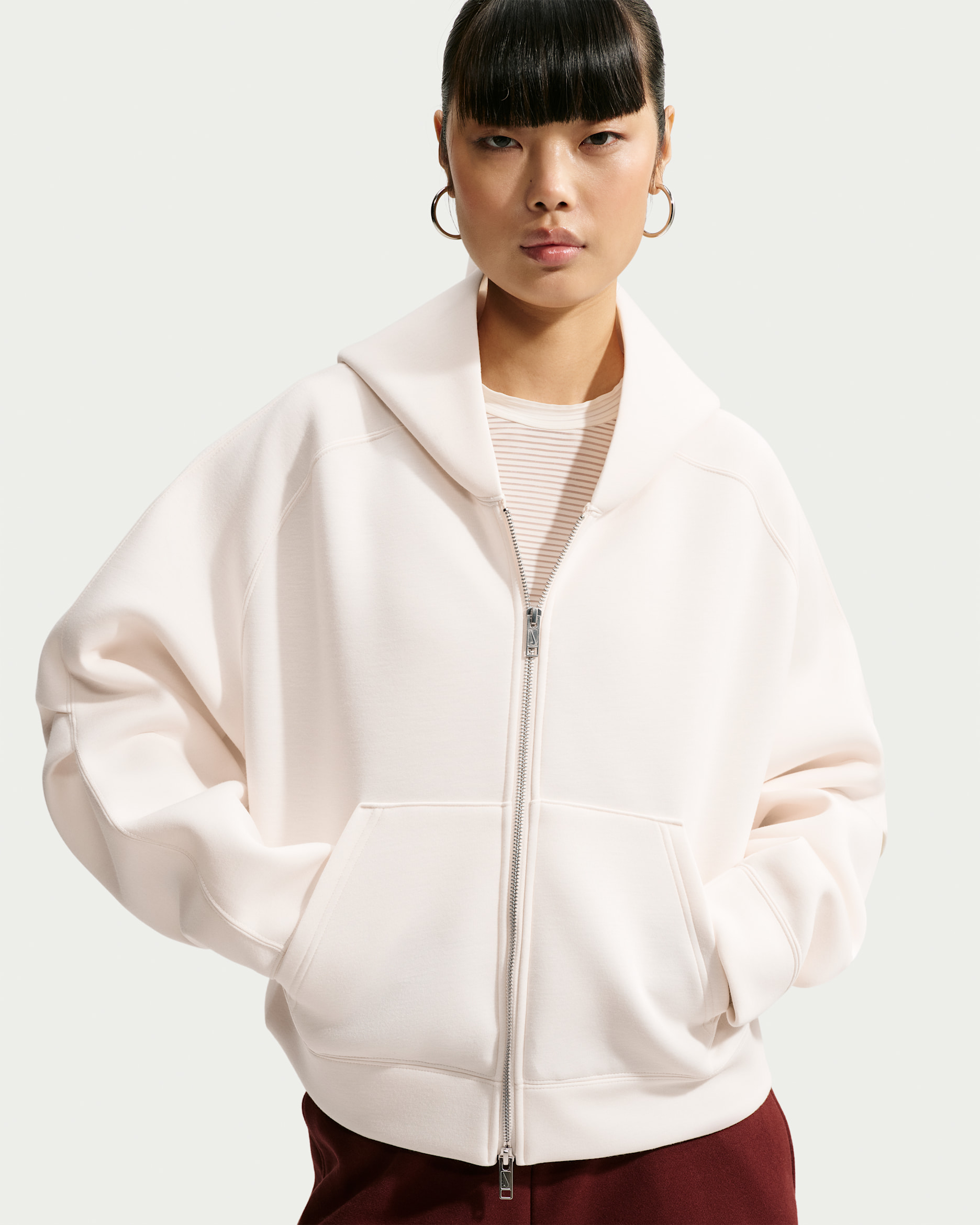 Nike Article Fleece Women's Oversized Full-Zip Hoodie - Chalk/Chalk