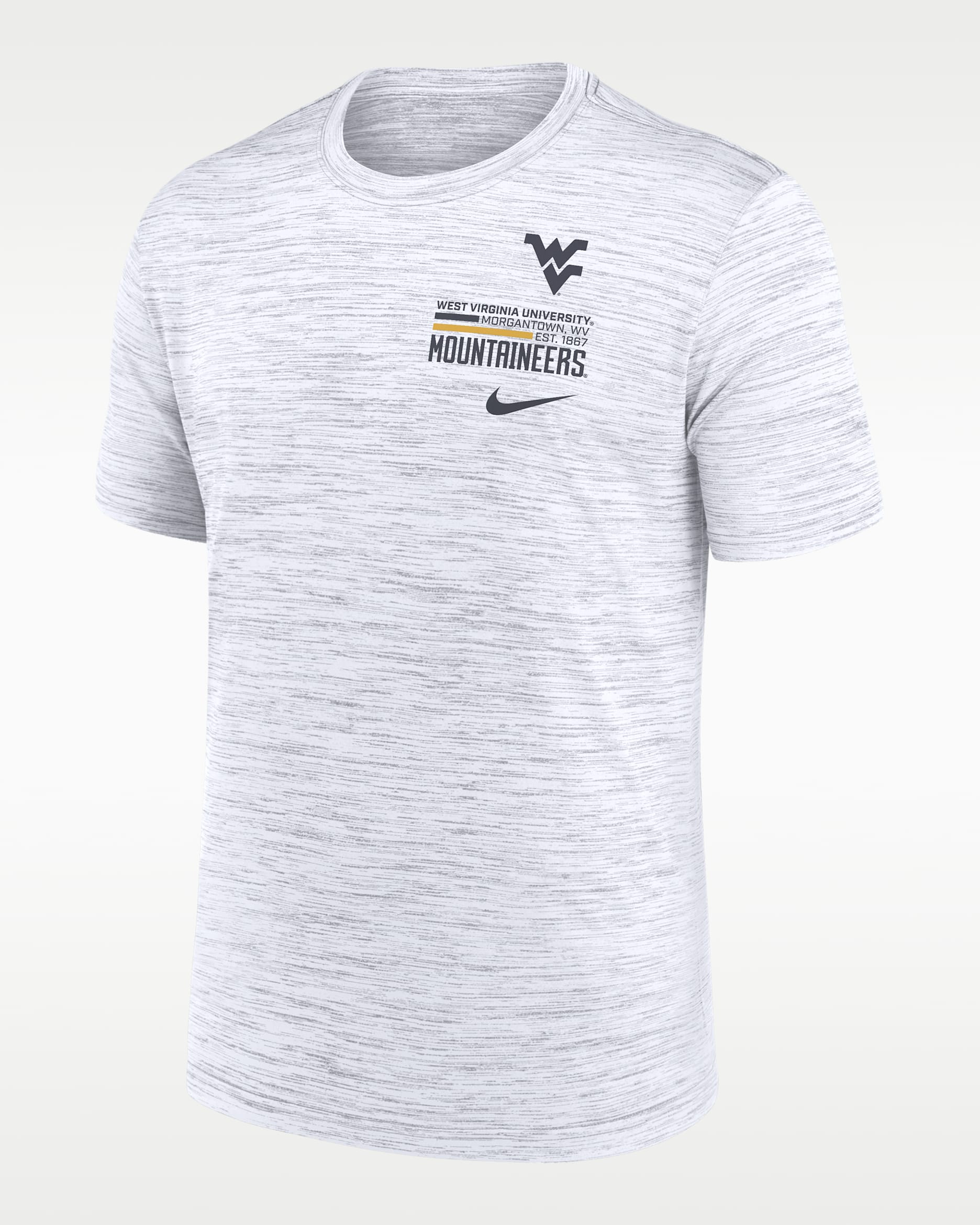 West Virginia Campus Chest Stack Velocity Men's Nike Dri-FIT College T-Shirt - White