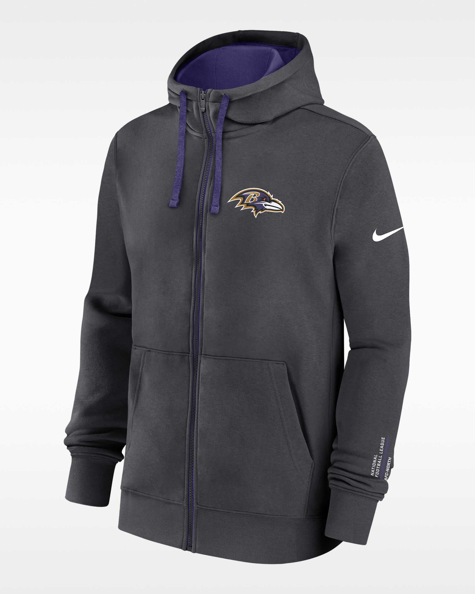 Baltimore Ravens Playbook Page Club Men's Nike NFL Full-Zip Hoodie - Anthracite