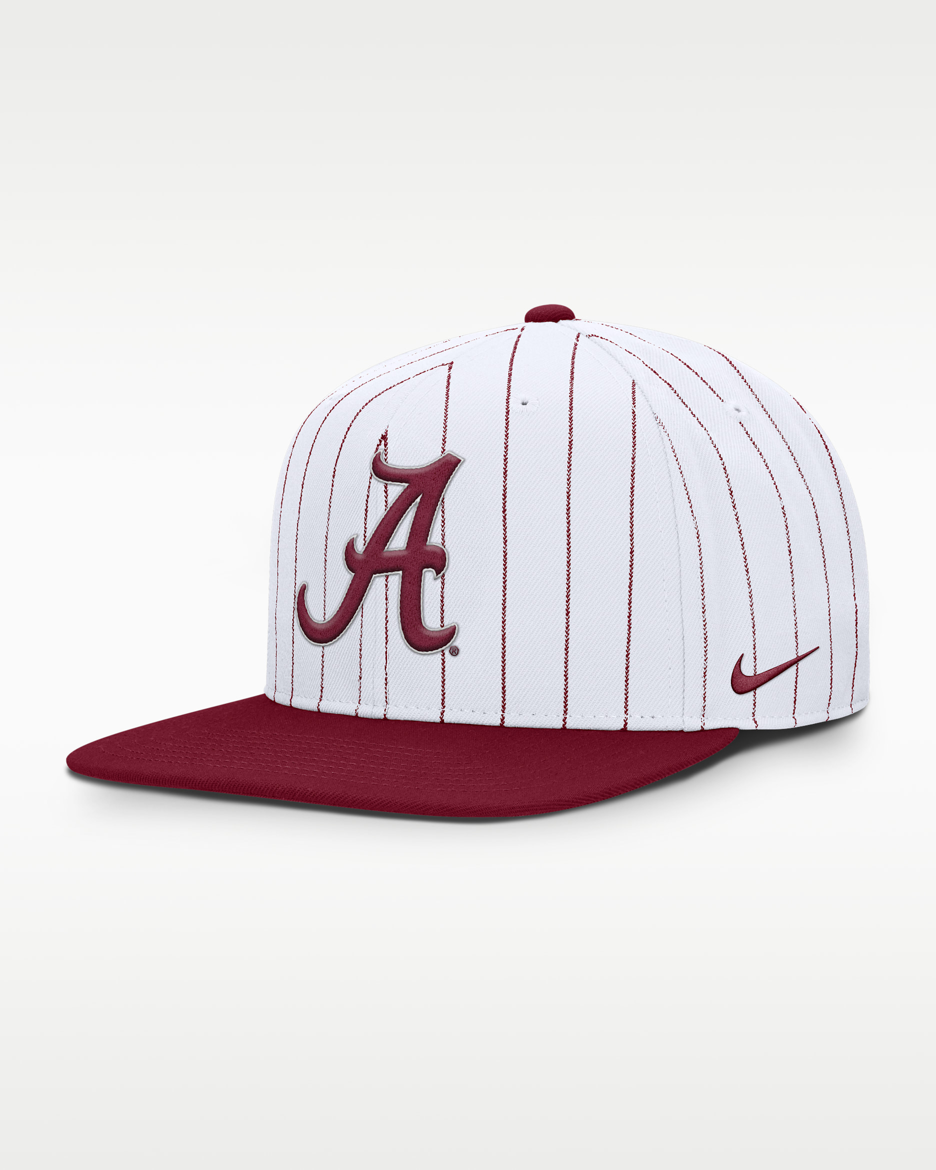 Alabama Primetime Pin Stripe 2-Tone Men's Nike Dri-FIT College Adjustable Hat - White/Crimson