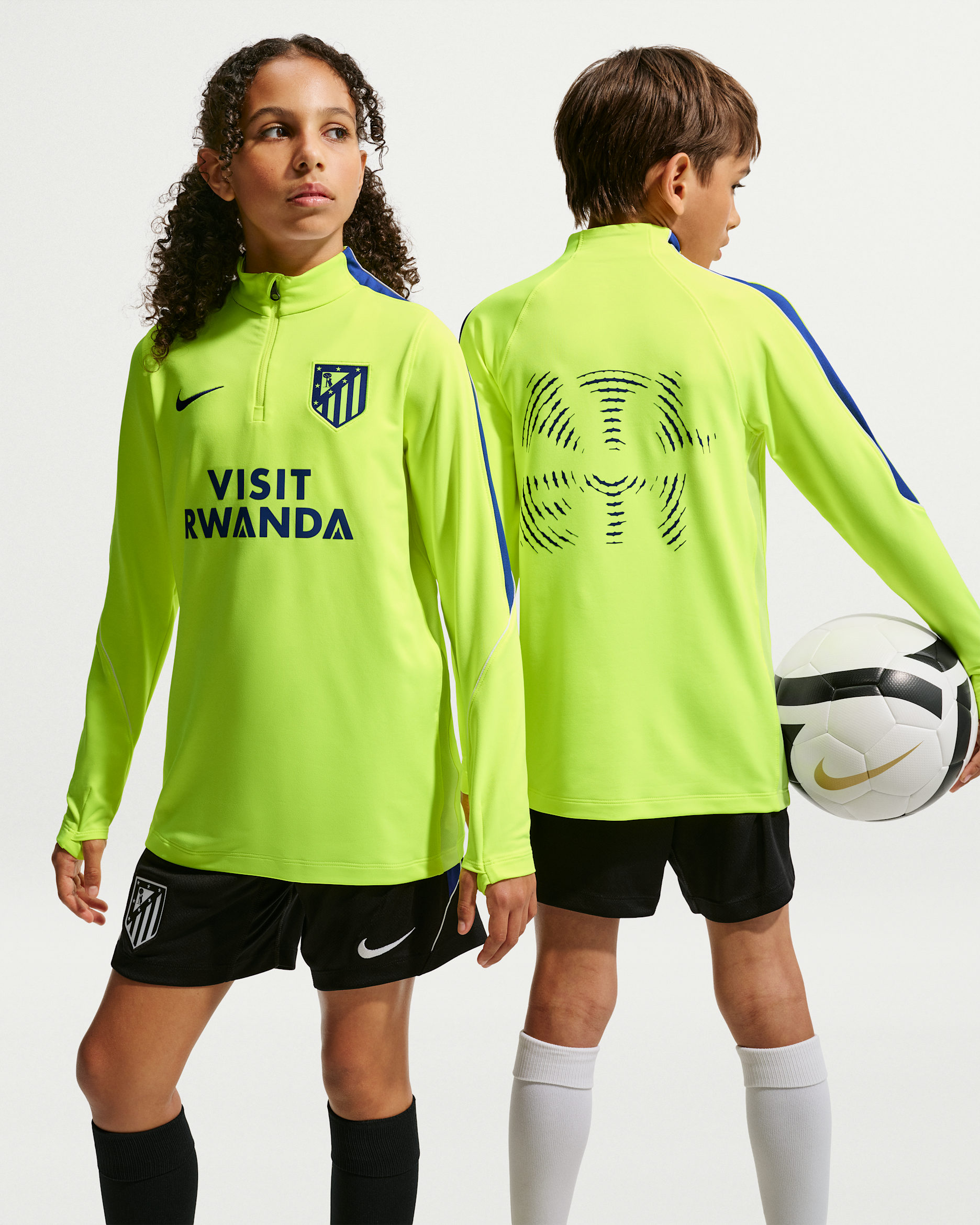 Atlético Madrid Strike Older Kids' Nike Dri-FIT Football Knit Drill Top - Volt/Deep Royal Blue/Deep Royal Blue