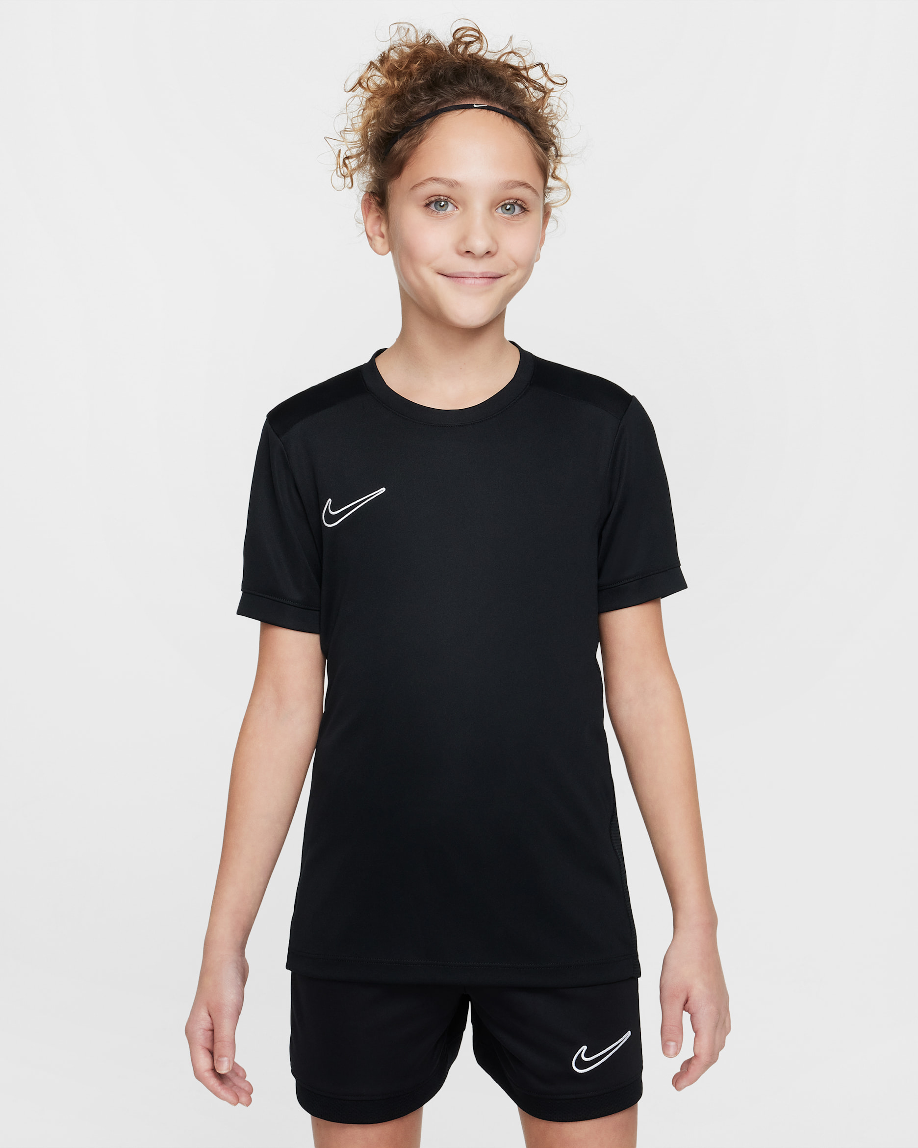 Nike Academy Older Kids' Dri-FIT Football Top - Black/Black/White/White