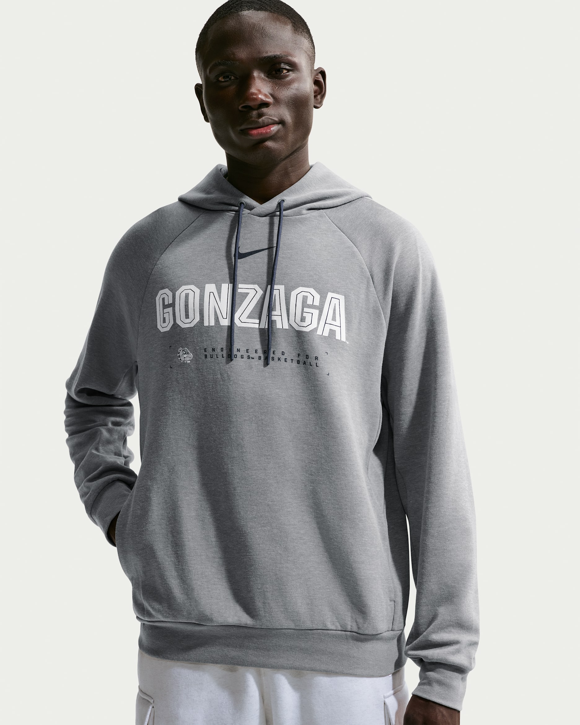 Gonzaga Bulldogs Nike NCAA Men's Basketball Coaches' Pullover Hoodie - Dark Grey Heather/College Navy