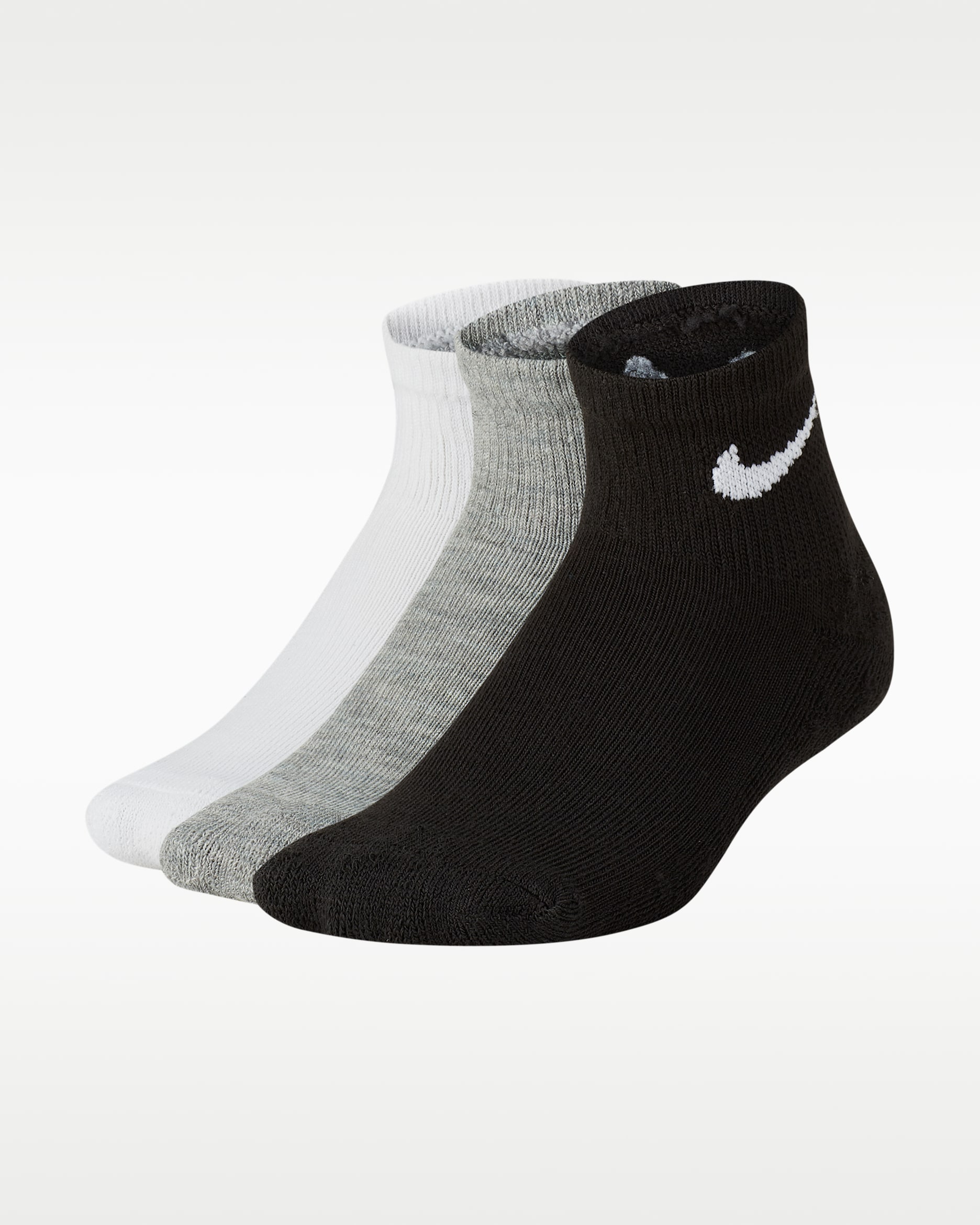 Nike Basics Little Kids' Ankle Socks (3 Pairs) - White/Dark Grey Heather