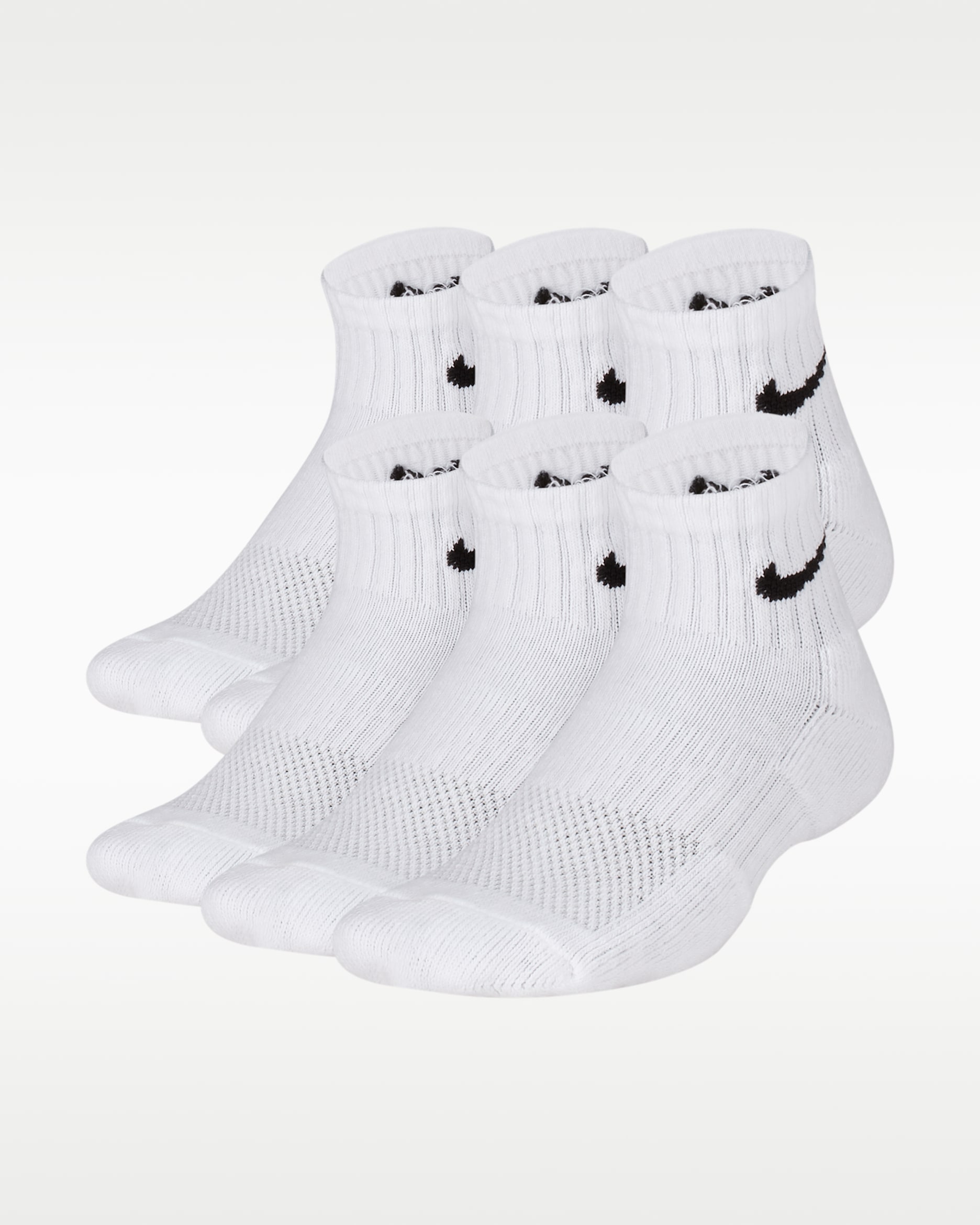 Nike Everyday Kids' Cushioned Ankle Socks (6 Pairs) - White/Black