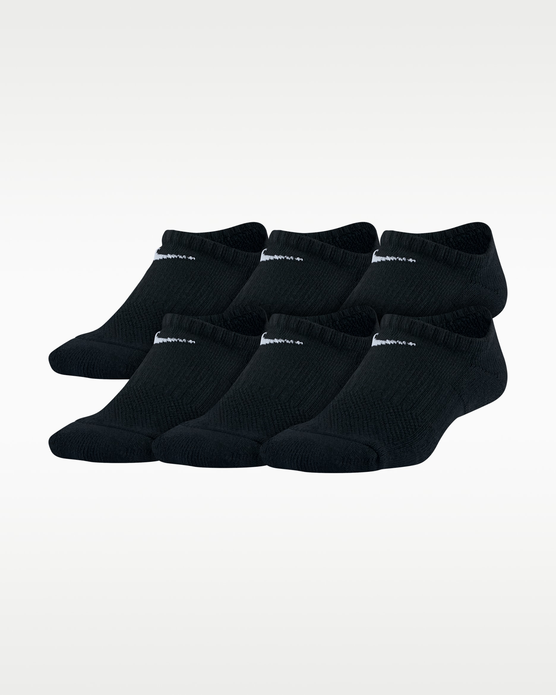 Nike Everyday Kids' Cushioned No-Show Socks (6 Pairs) - Black/White
