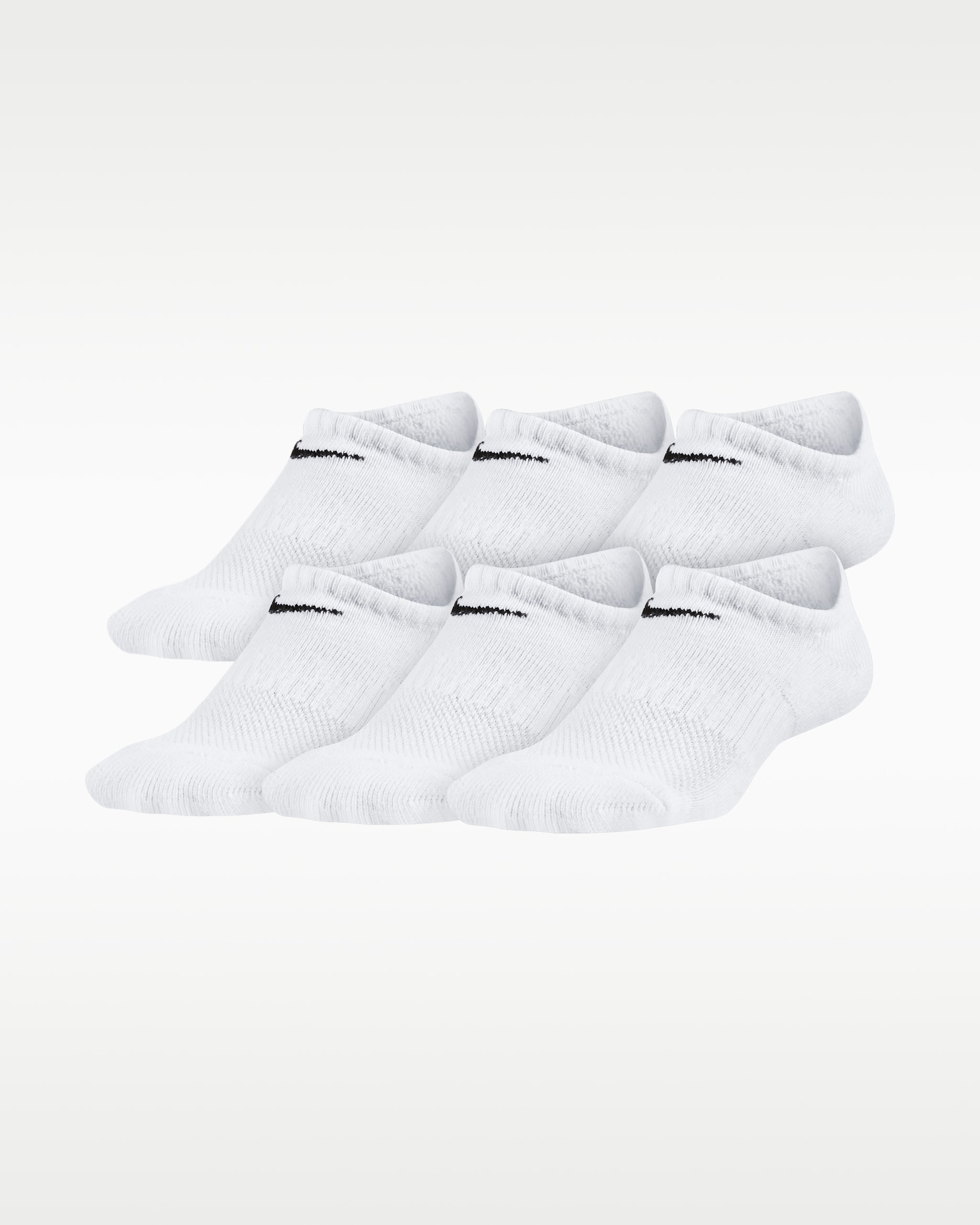 Nike Everyday Kids' Cushioned No-Show Socks (6 Pairs) - White/Black