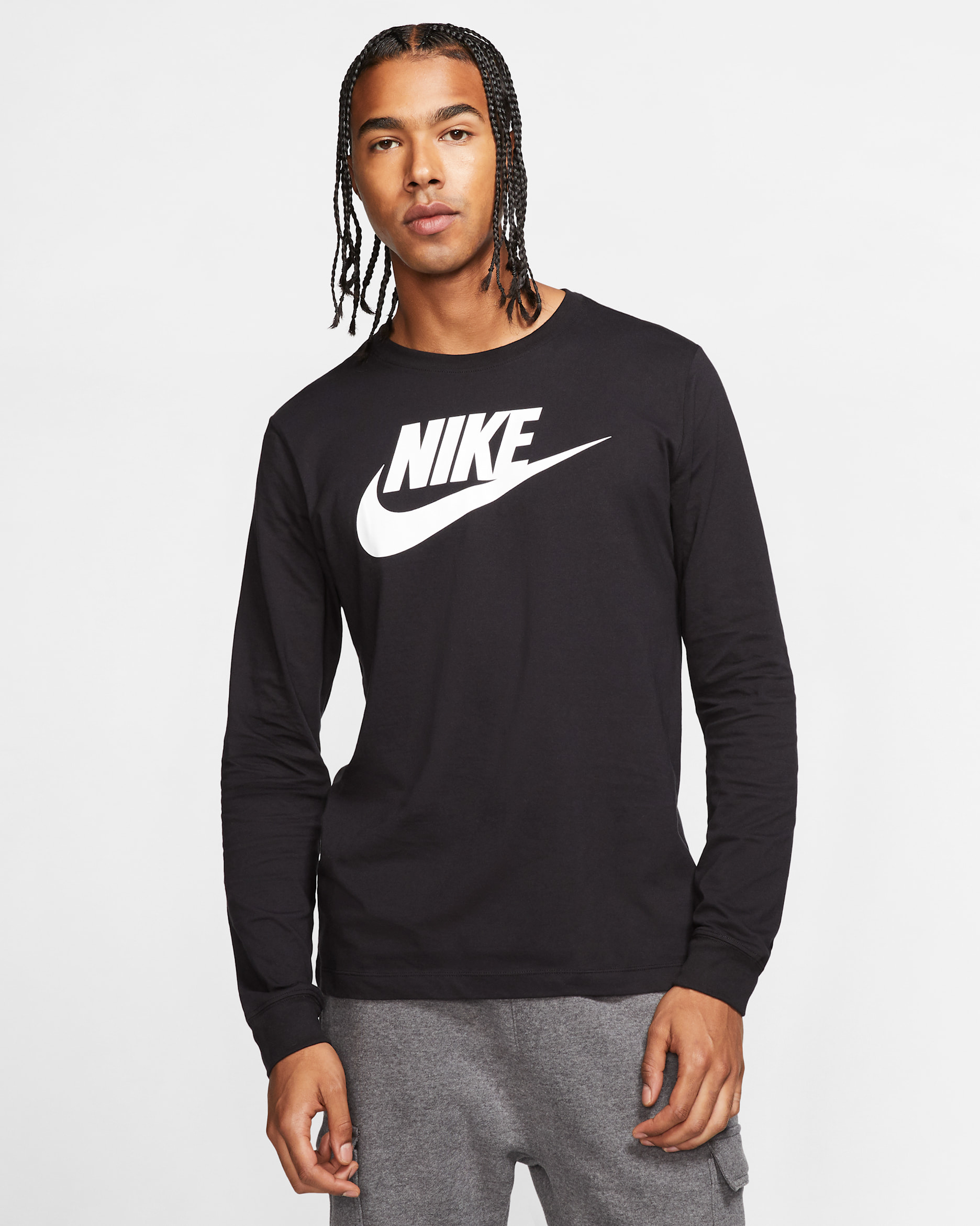 Playera de manga larga para hombre Nike Sportswear - Negro/Blanco