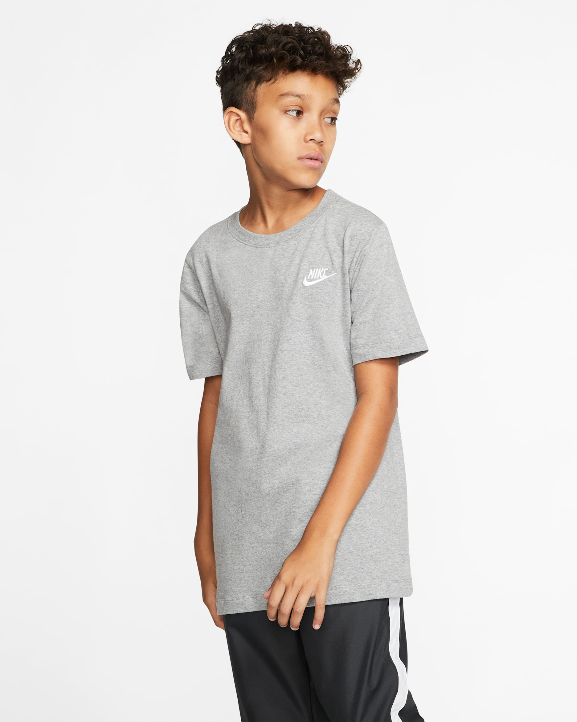 Nike Sportswear Big Kids' T-Shirt - Dark Grey Heather/White