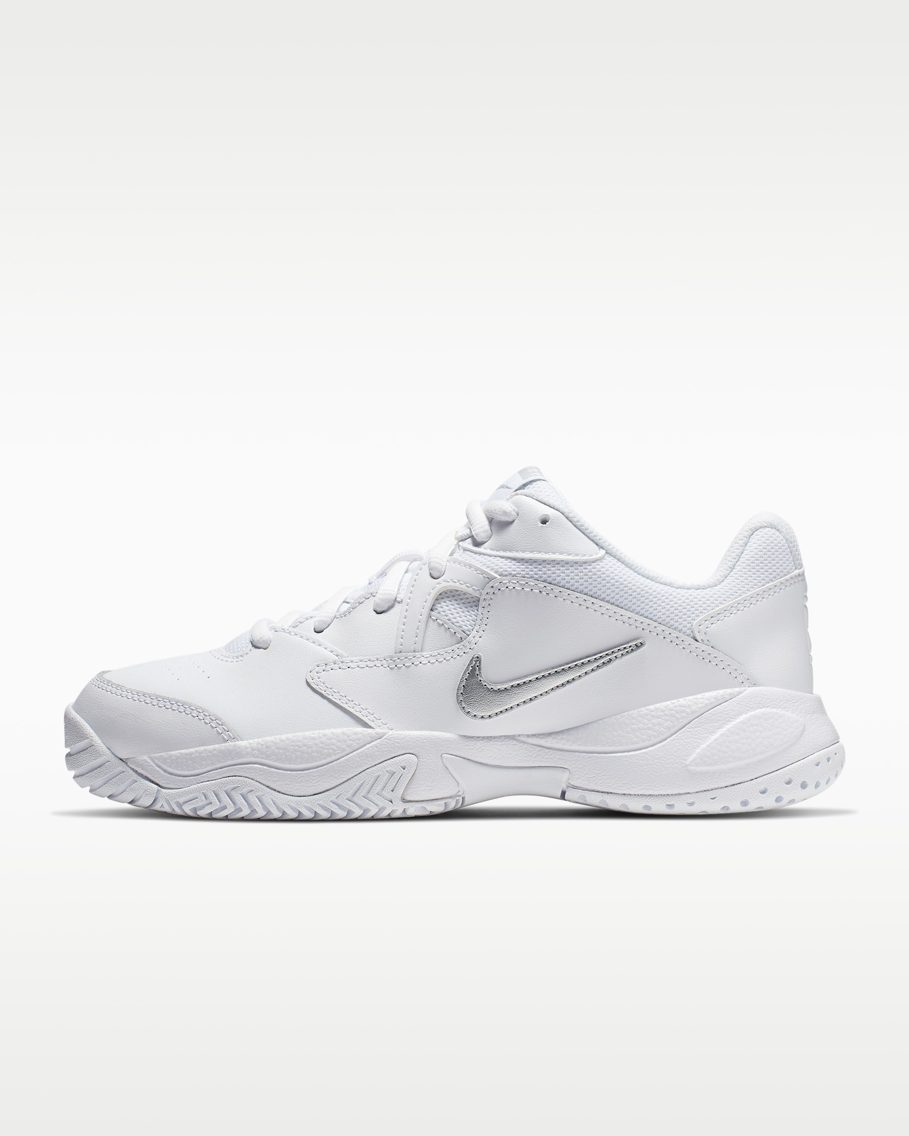 NikeCourt Lite 2 Women's Hard Court Tennis Shoes - White/White/Metallic Silver