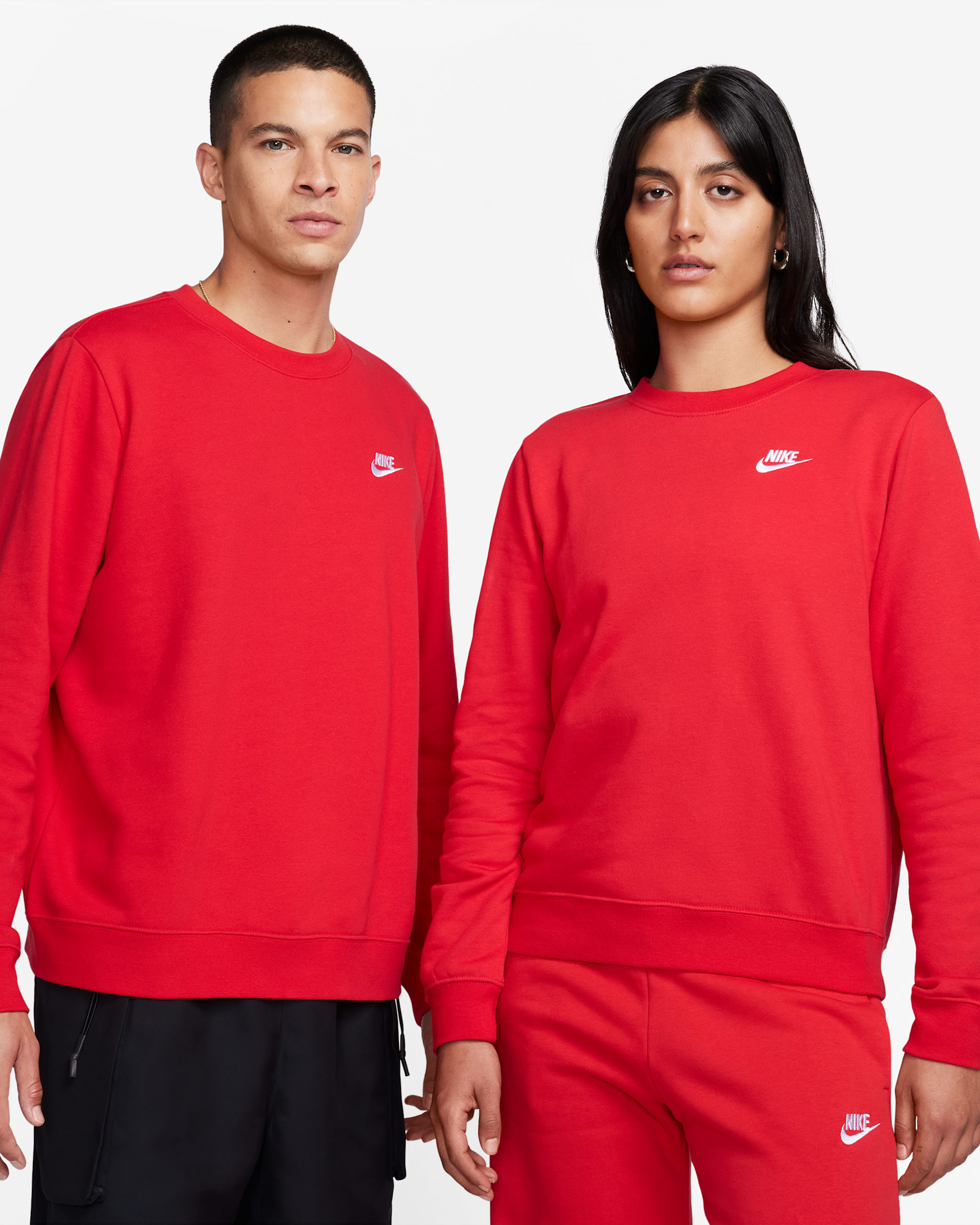 Nike Sportswear Club Fleece Women's Crew-Neck Sweatshirt - University Red/White