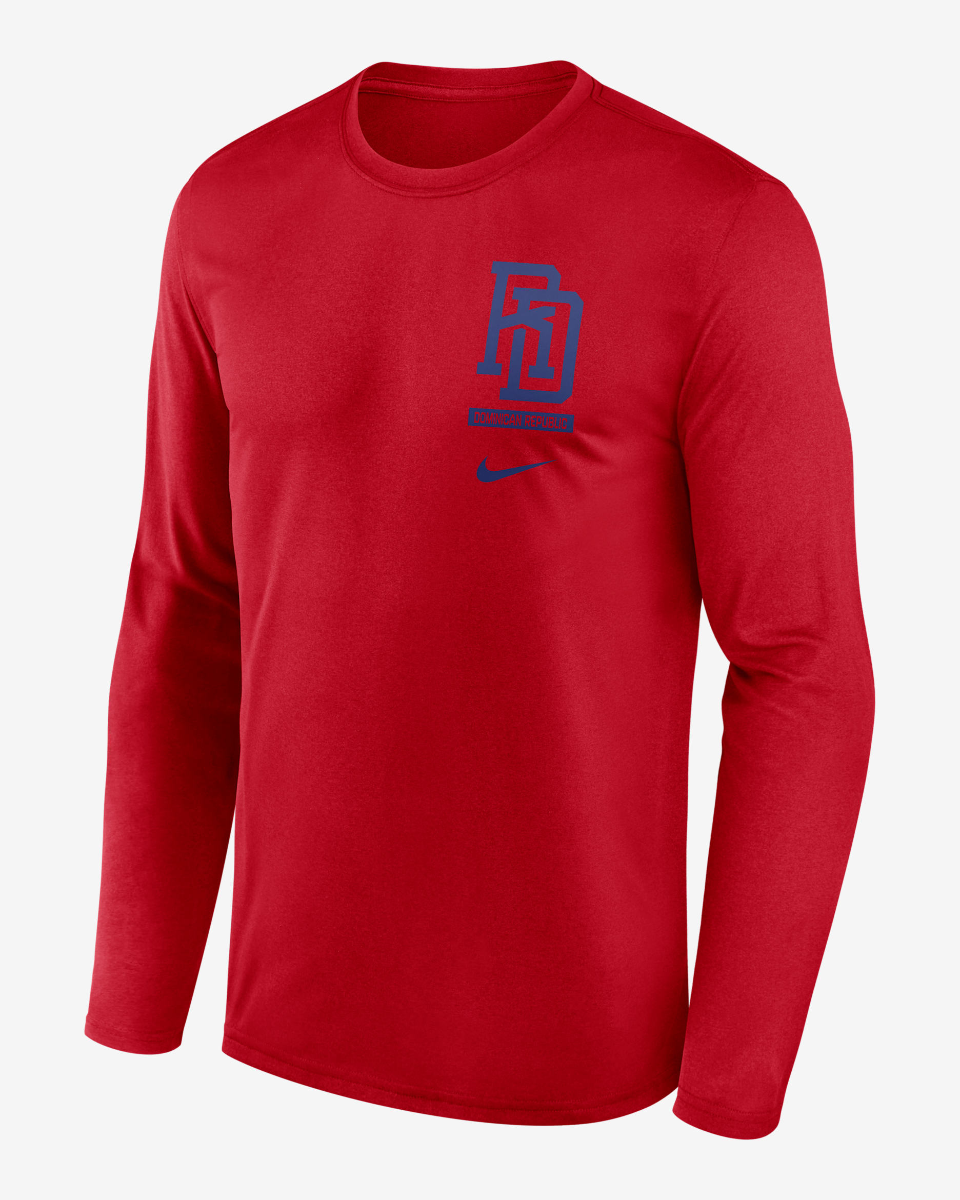 Dominican Republic National Baseball Team 2026 World Baseball Classic 2-Hit Legend Men's Nike Dri-FIT Long-Sleeve T-Shirt - Red