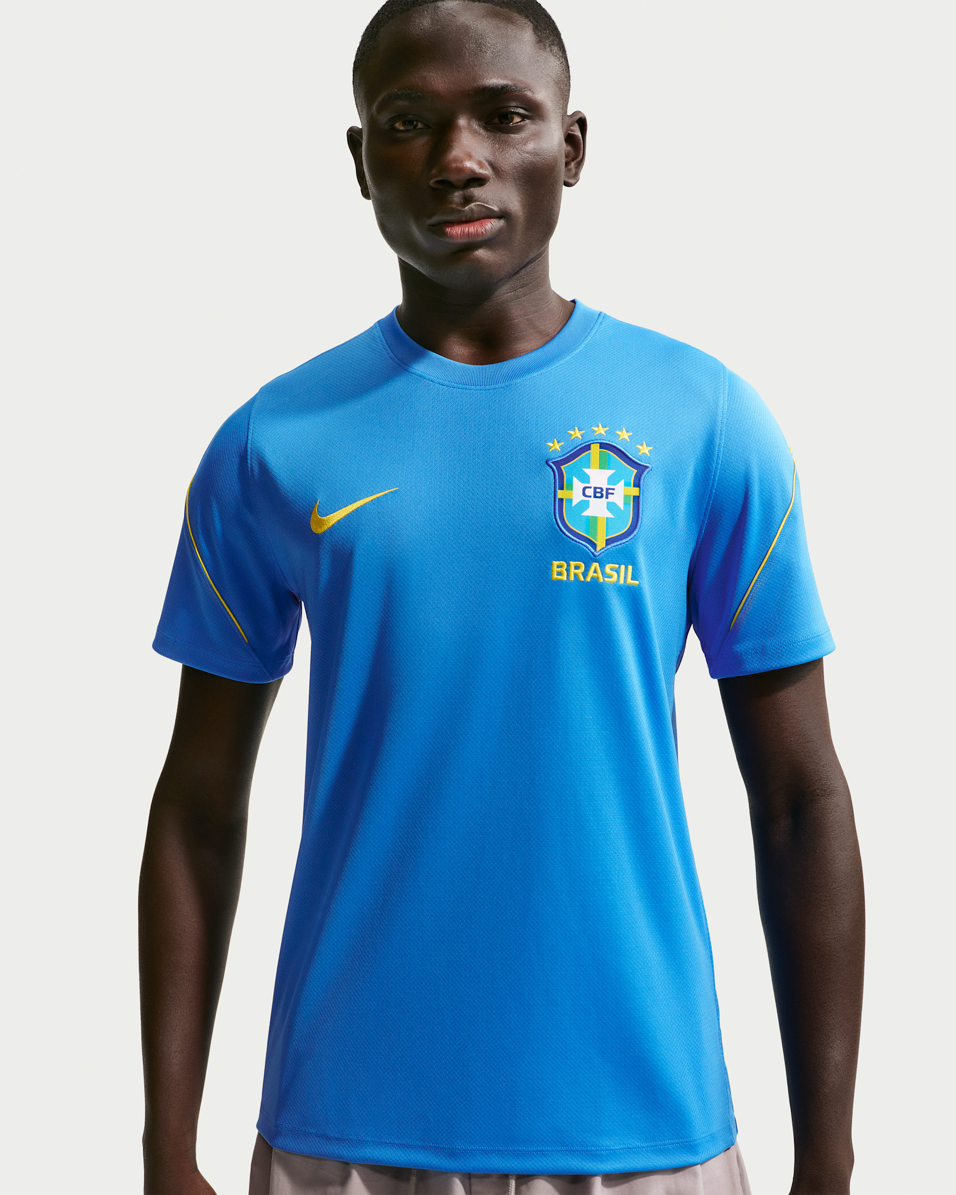 Brazil Strike Men's Nike Football Dri-FIT Short-Sleeve Top - Light Photo Blue/Light Menta/Midwest Gold