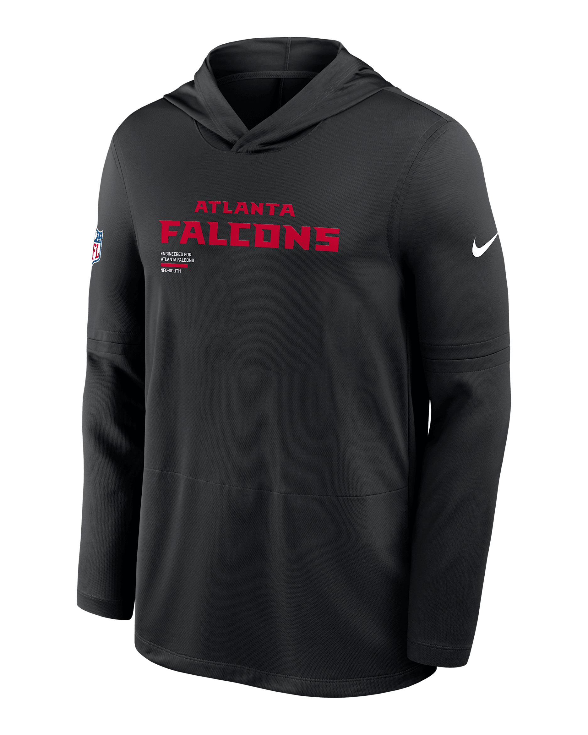 Atlanta Falcons Pure Fury Sideline Men's Nike Dri-FIT NFL Long-Sleeve Hooded Top - Black
