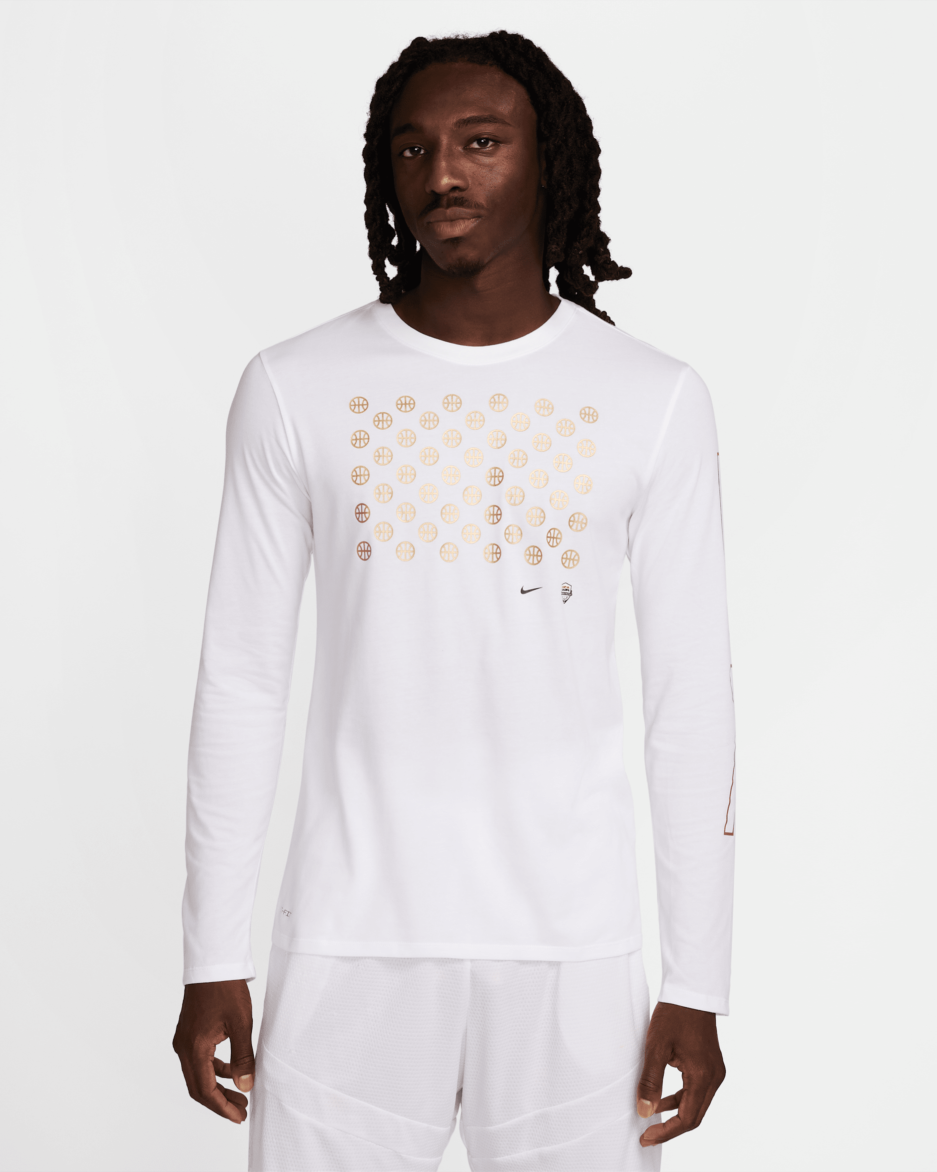 USAB Men's Nike Dri-FIT Basketball Long-Sleeve T-Shirt - White/White/Obsidian