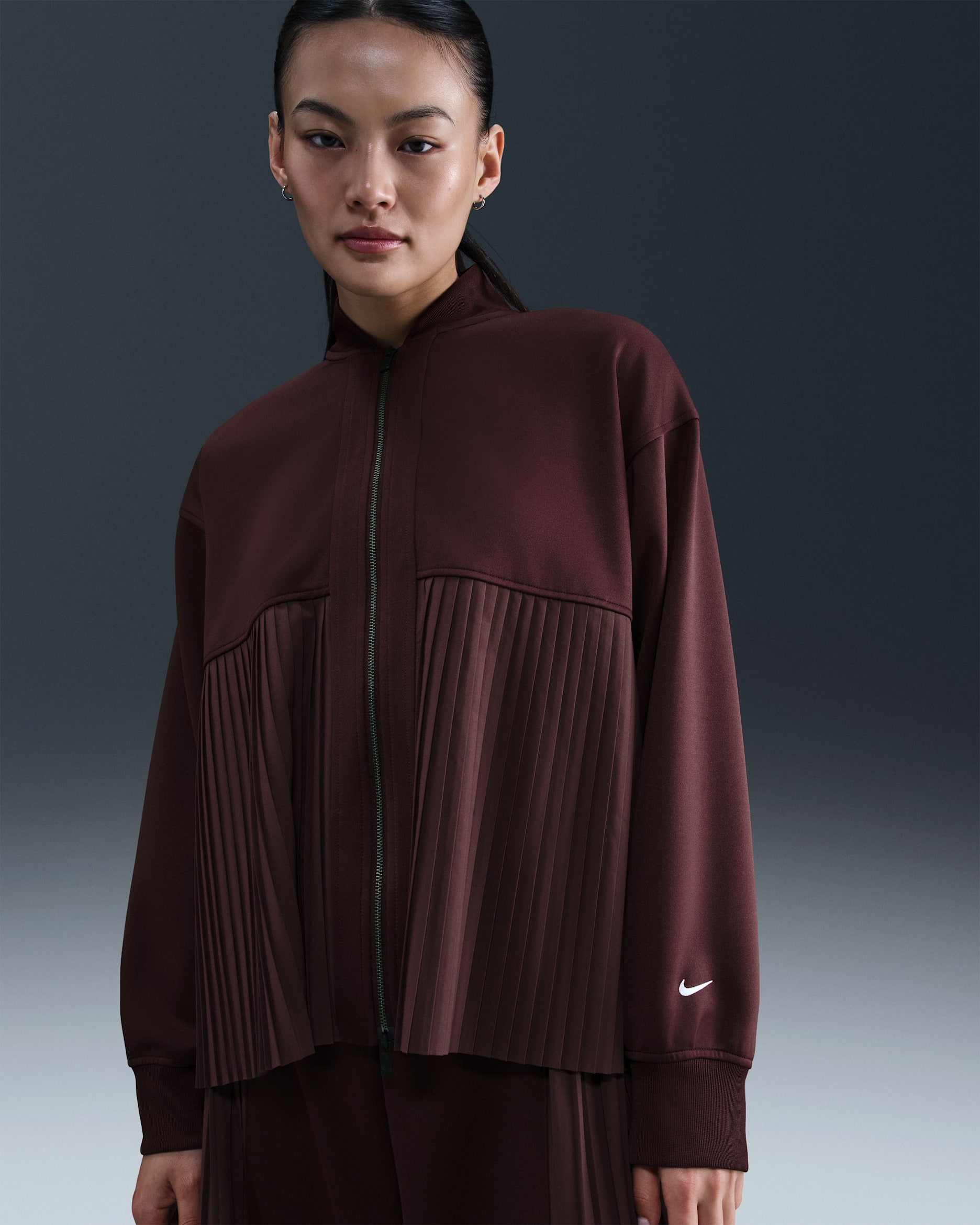 나이키 스포츠웨어 여성 플리츠 재킷 - 버건디 크러시/세일