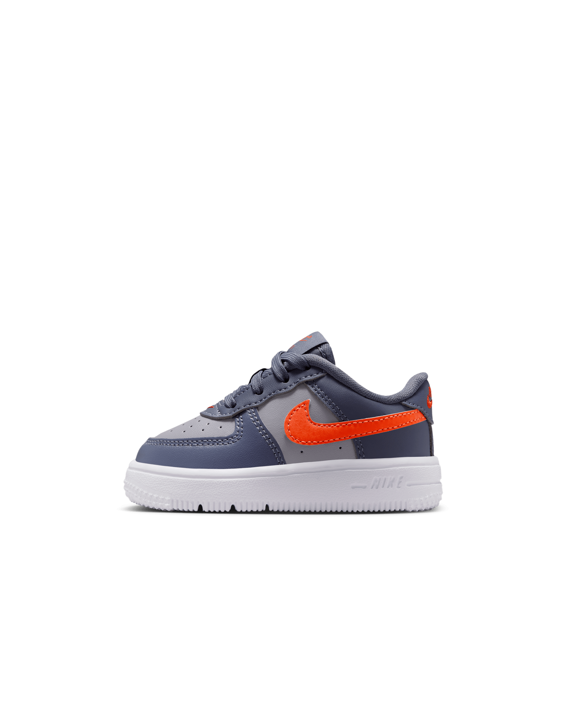 Tenis para bebé e infantil Nike Force 1 Low - Gris cemento/Carbón claro/Blanco/Naranja team