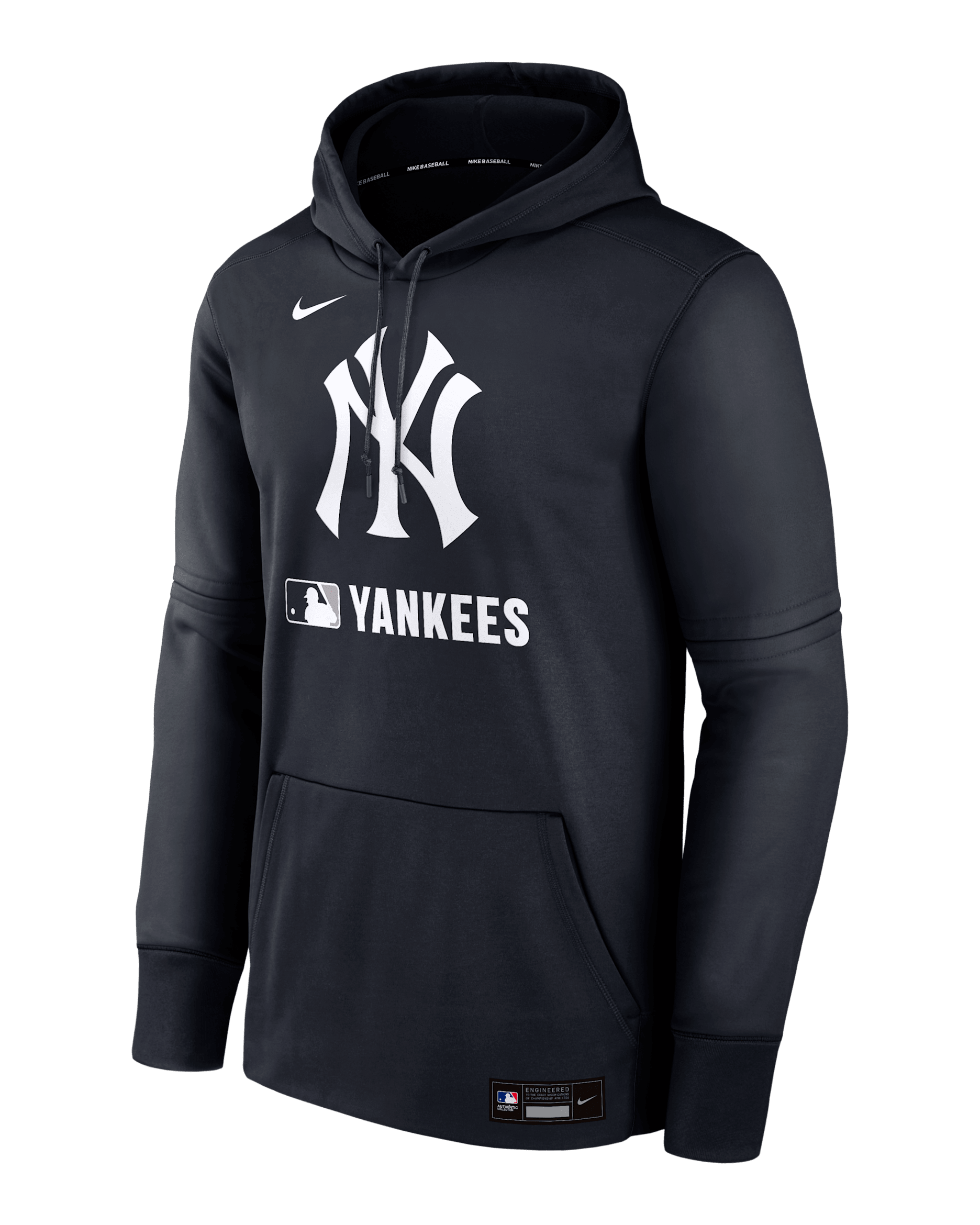 New York Yankees Authentic Collection Men's Nike Therma MLB Pullover Hoodie - Navy