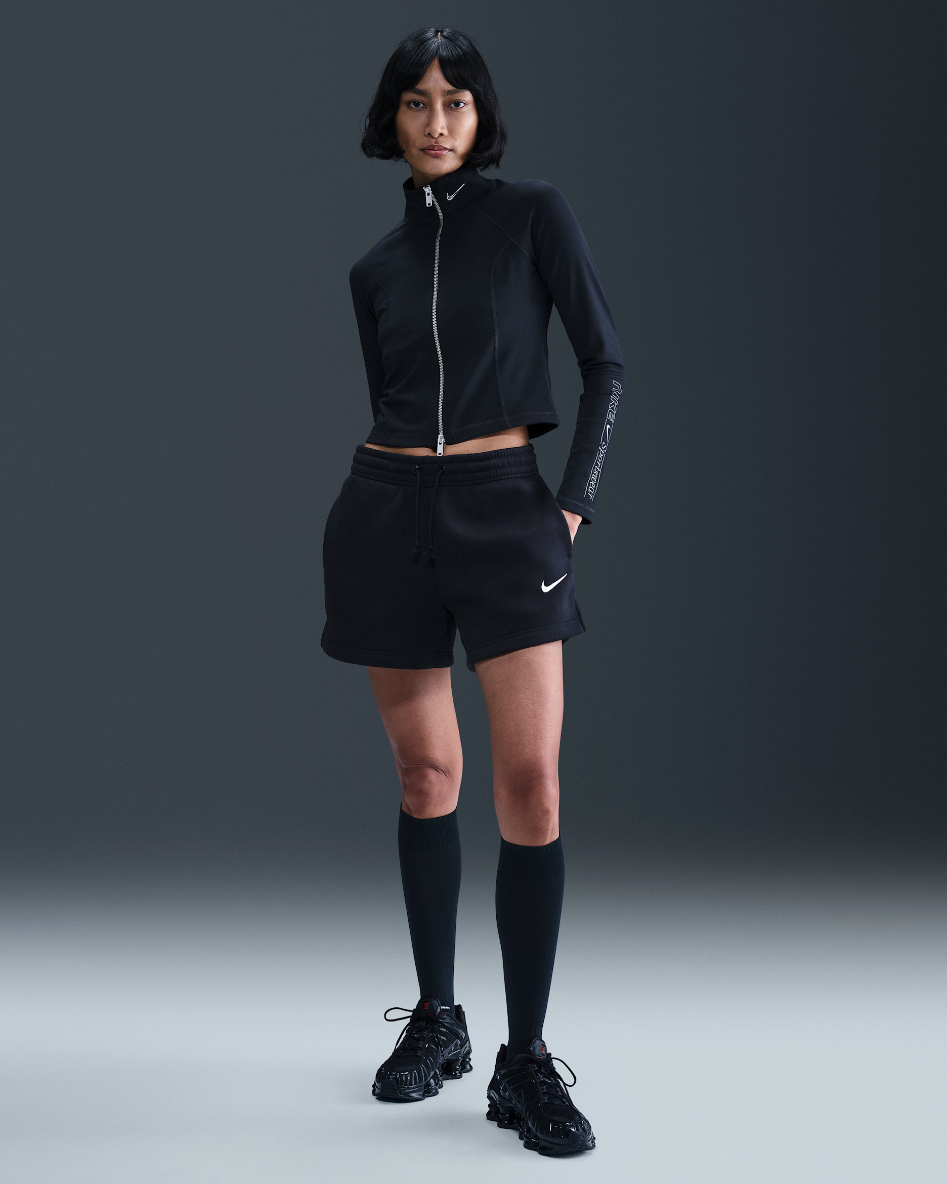 Nike Sportswear Phoenix Fleece Women's Mid-Rise 4" Shorts - Black/Sail