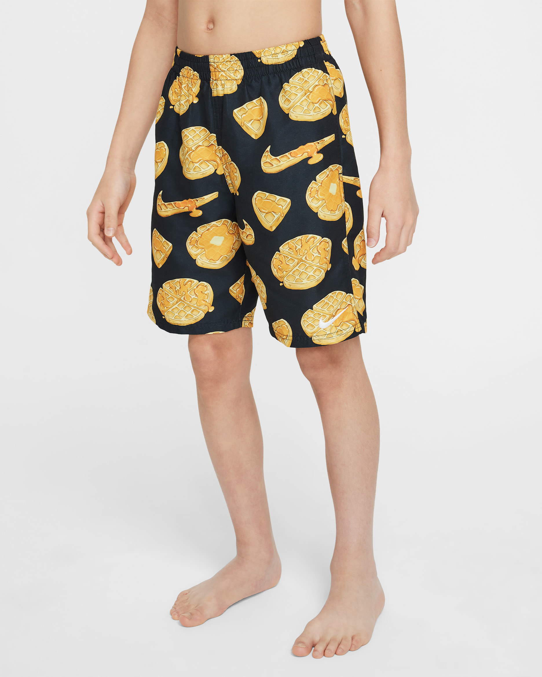 Shorts de vóleibol de 18 cm con forro de ropa interior para niño talla grande Nike Swim Breaker - Negro/Leche de coco/Blanco