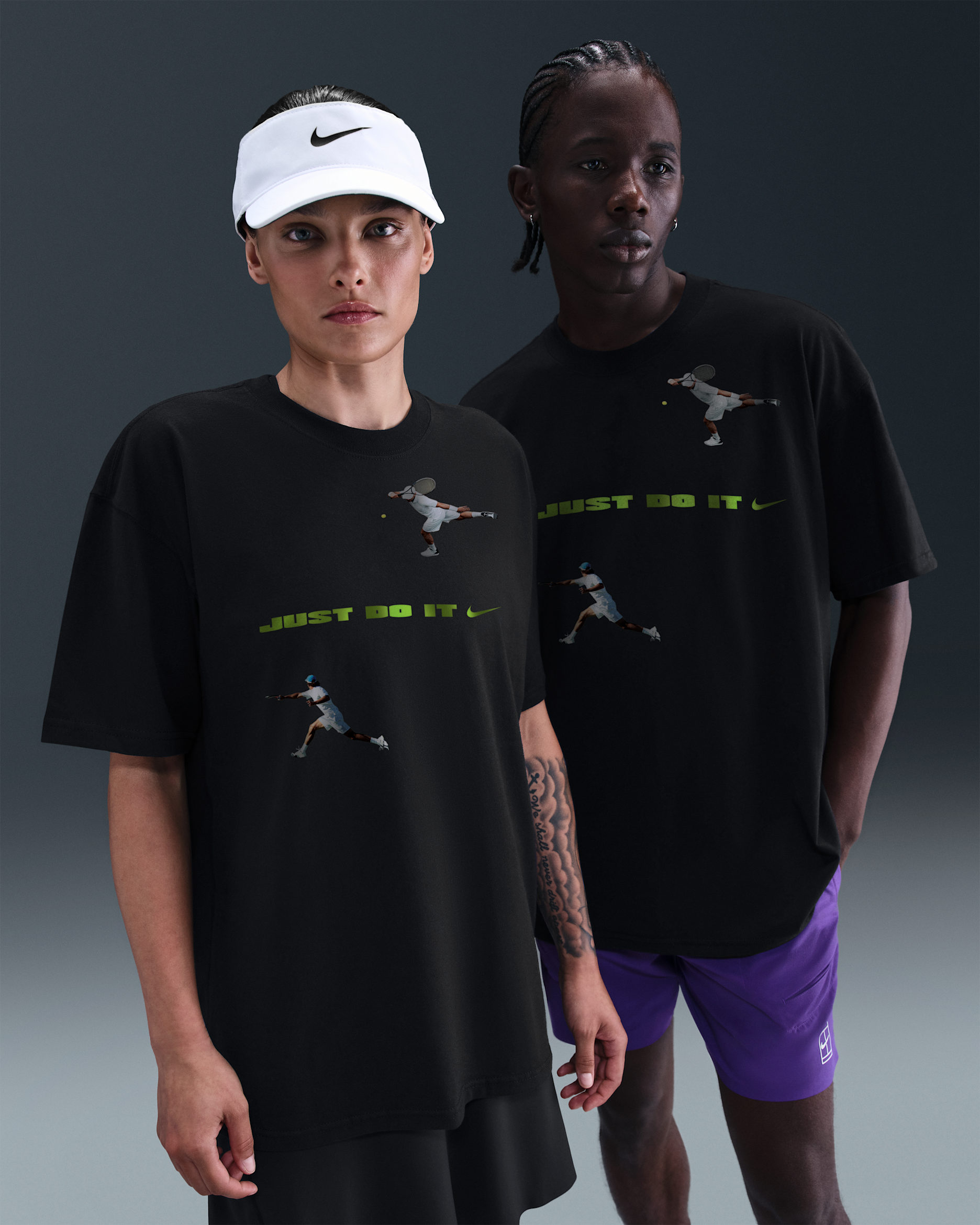 Just Do It: Nike Tennis-T-Shirt - Schwarz