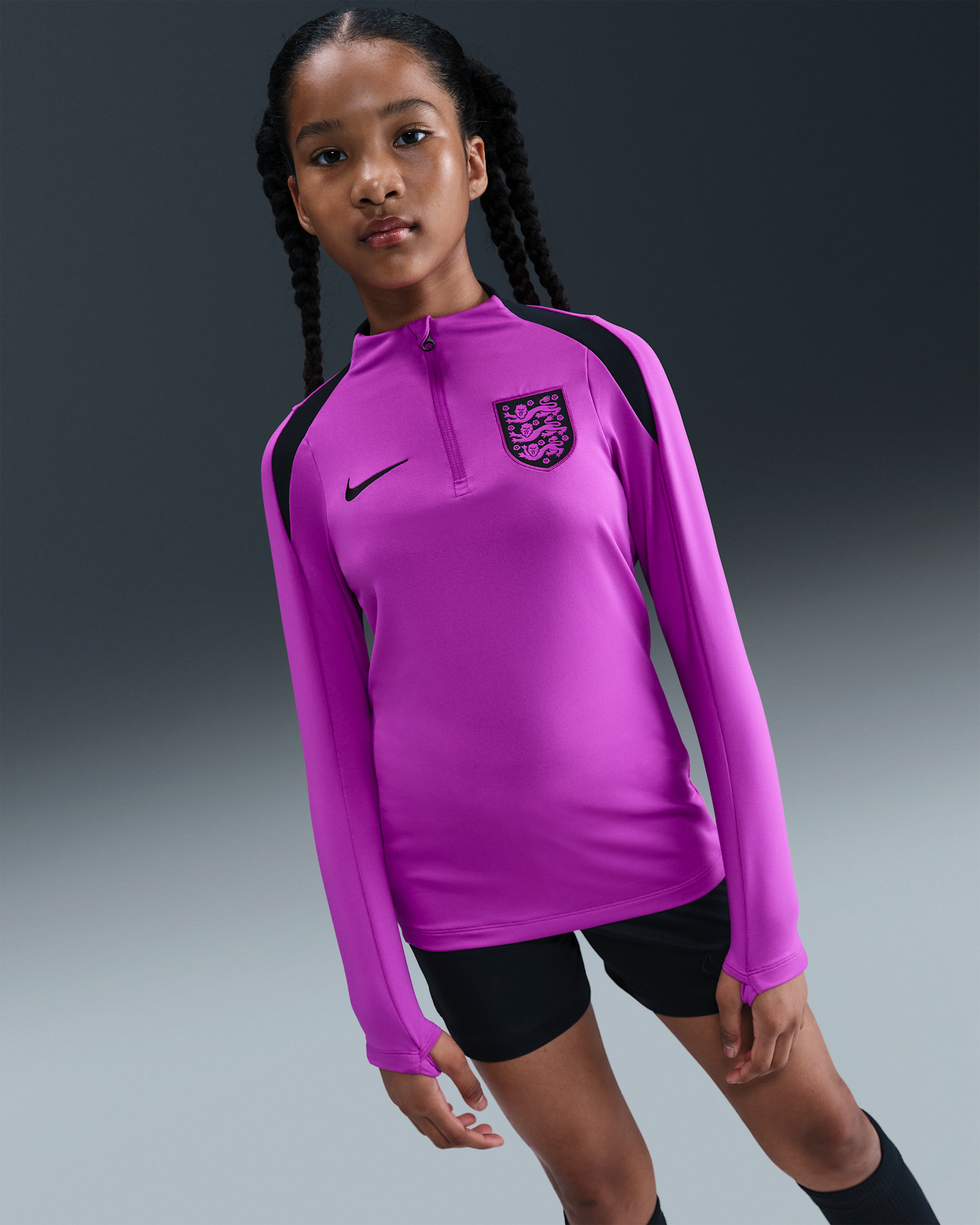 England Strike Older Kids' Nike Dri-FIT Football Drill Top - Vivid Purple/Black/Black