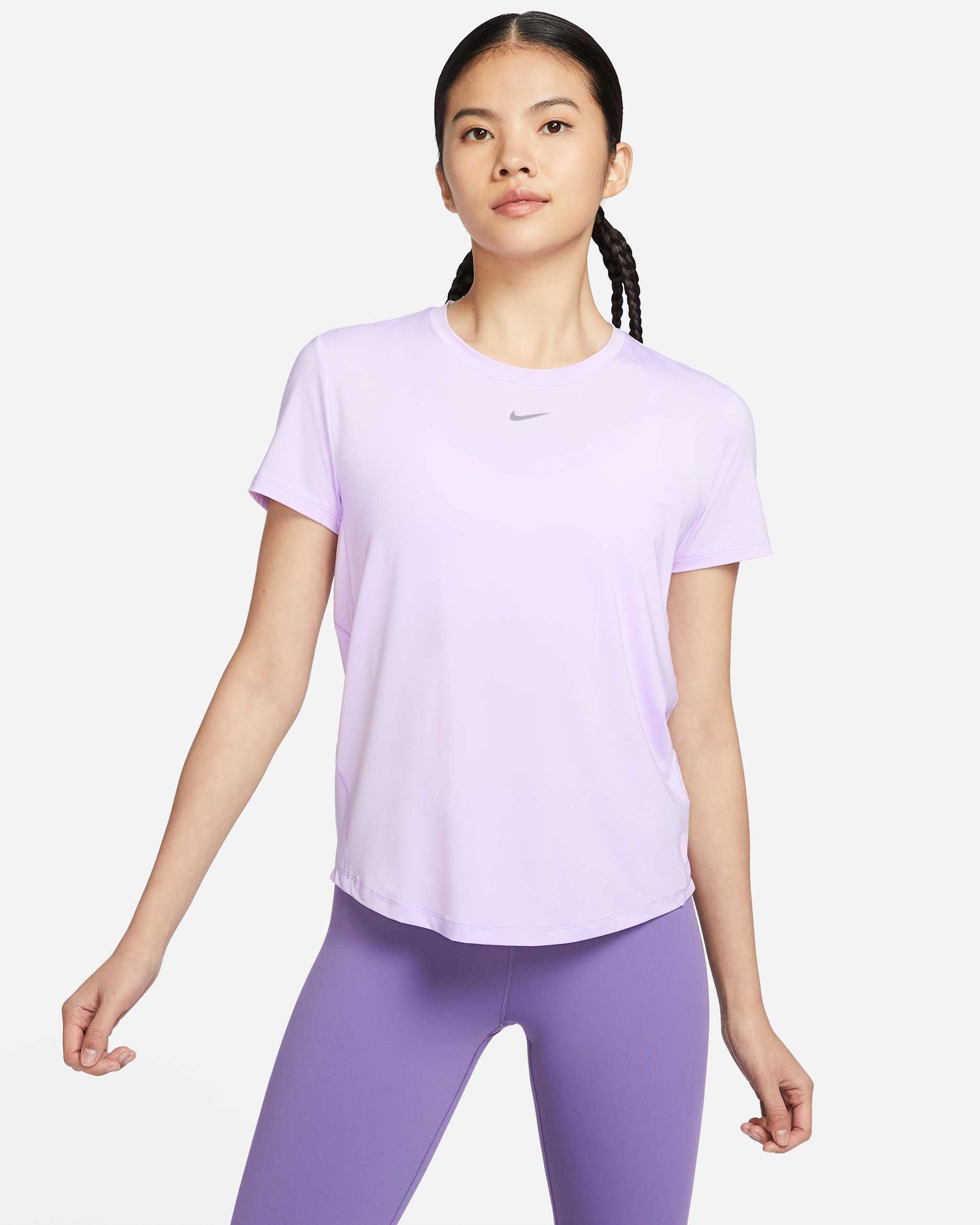 Nike One Classic Women's Dri-FIT Short-Sleeve Top - Lilac Bloom/Black