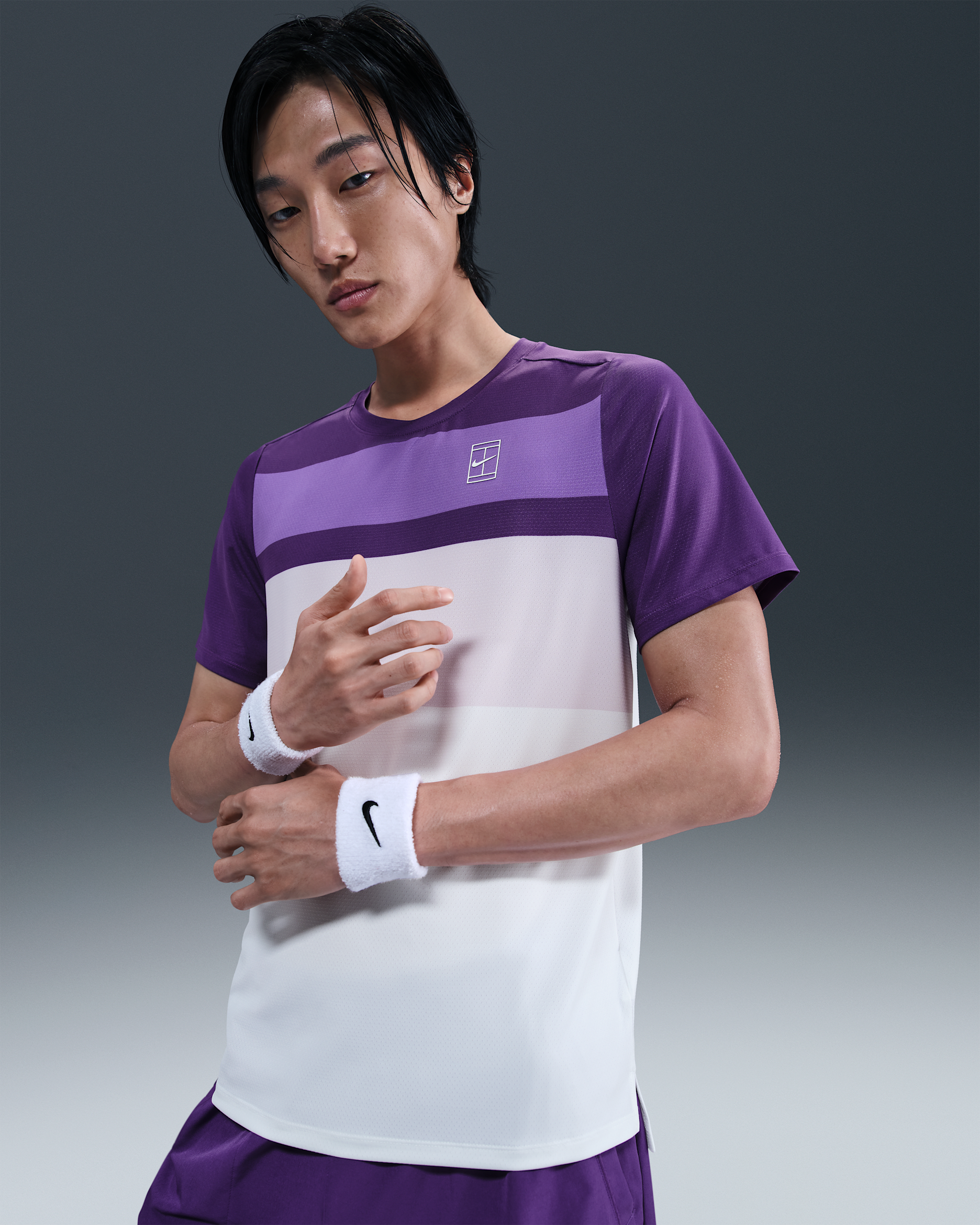NikeCourt Advantage Men's Tennis Top - Wild Grape/White