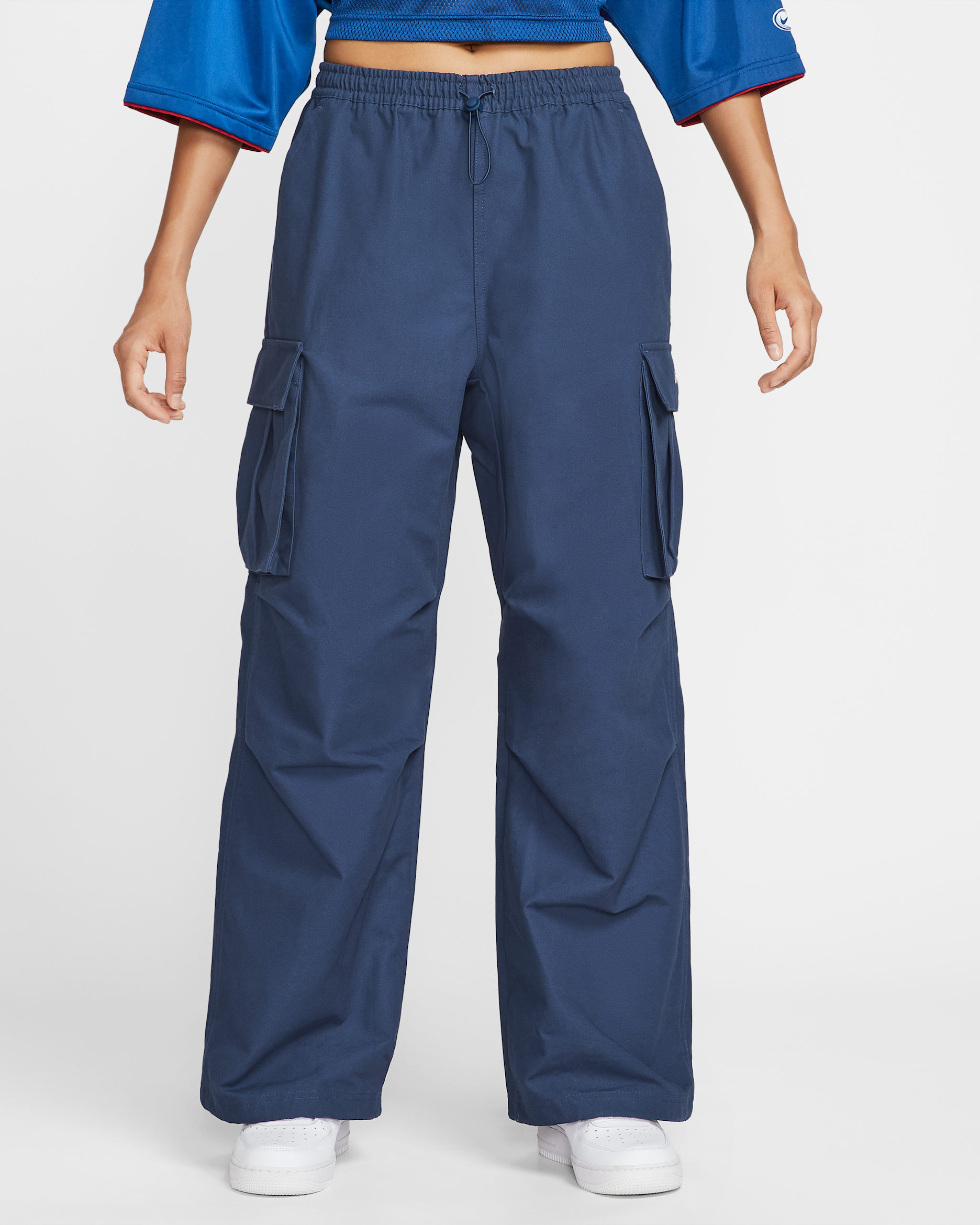 Nike Sportswear Women's Mid-Rise Oversized Woven Cargo Trousers - Midnight Navy/Sail