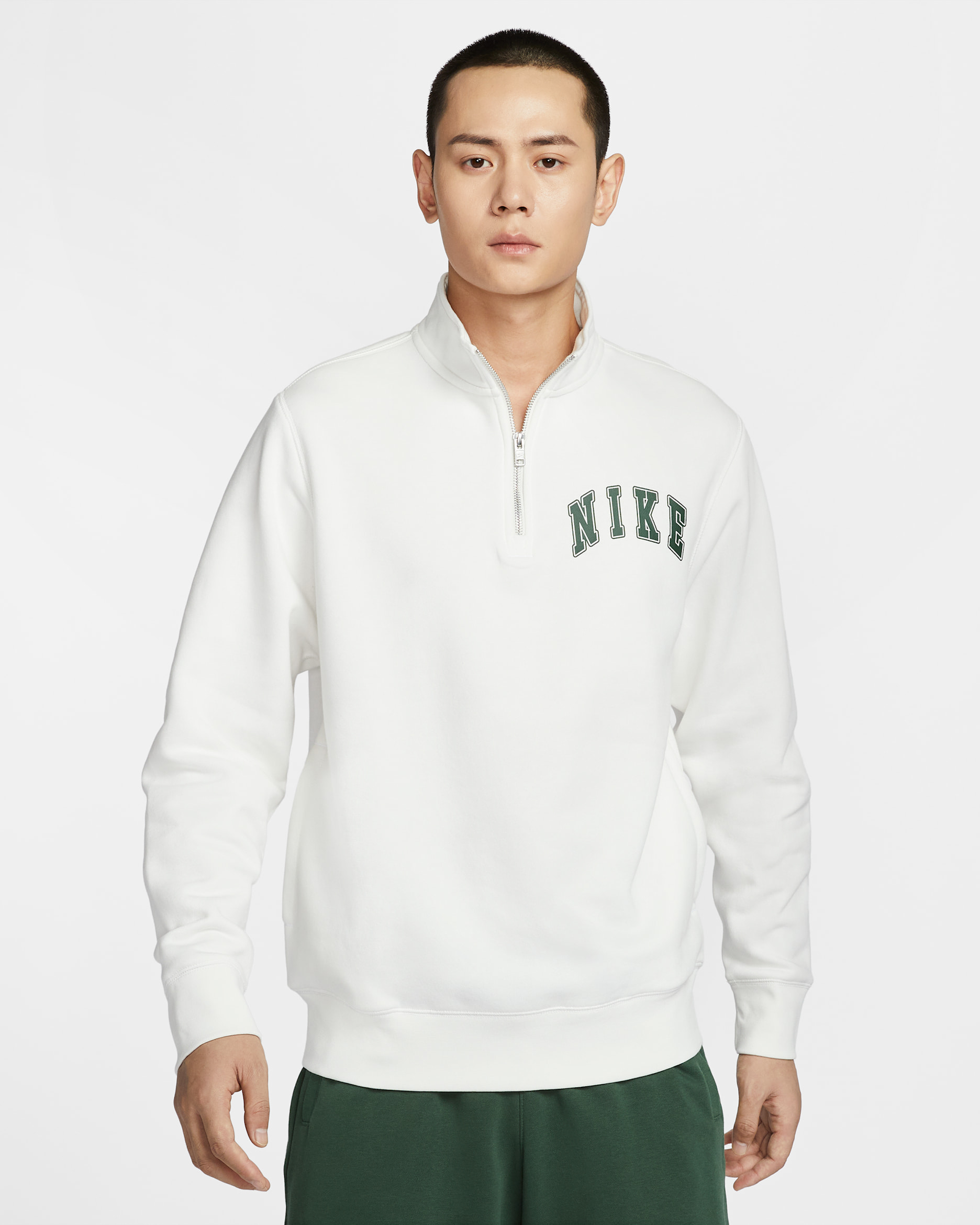 Nike Club Men's 1/4-Zip Fleece Top - Sail/Fir