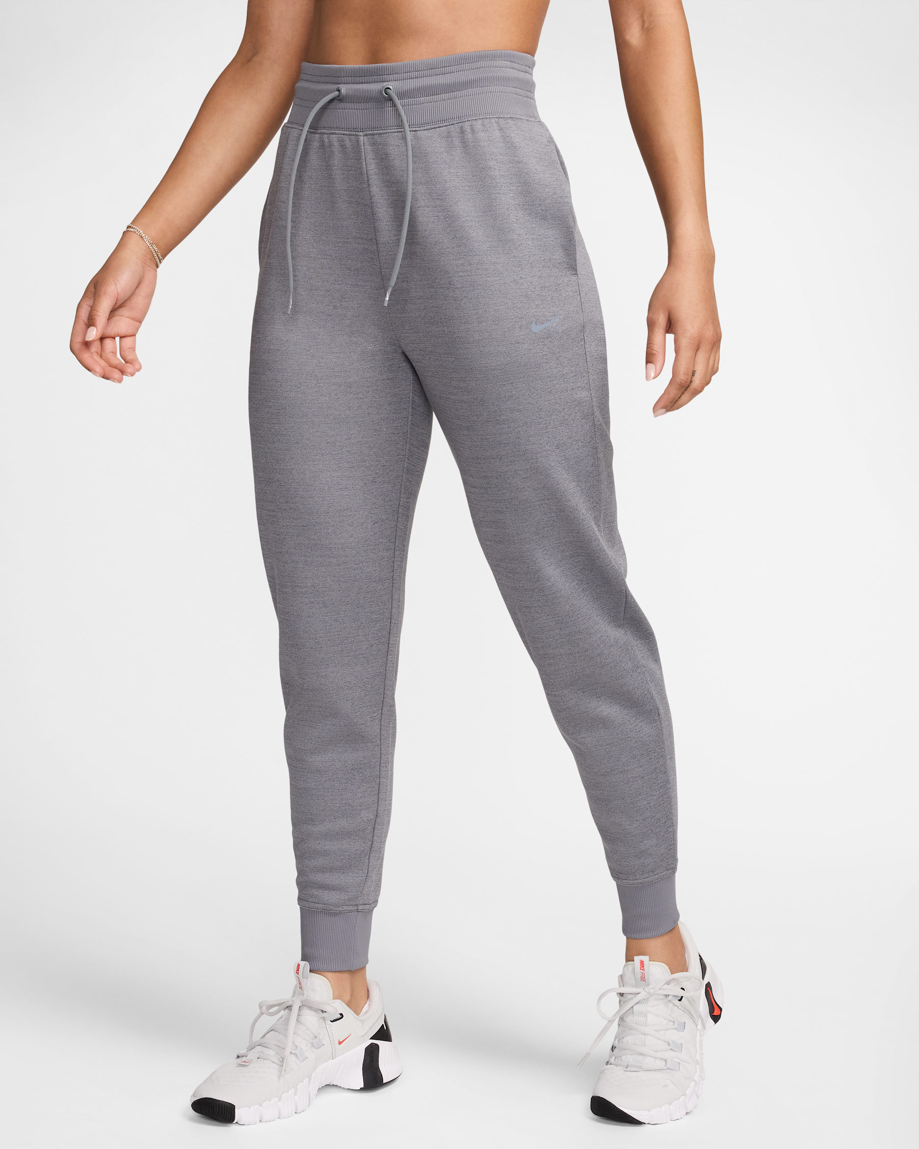 Γυναικείο ψηλόμεσο παντελόνι φόρμας 7/8 Nike Therma-FIT One - Carbon Heather/Λευκό