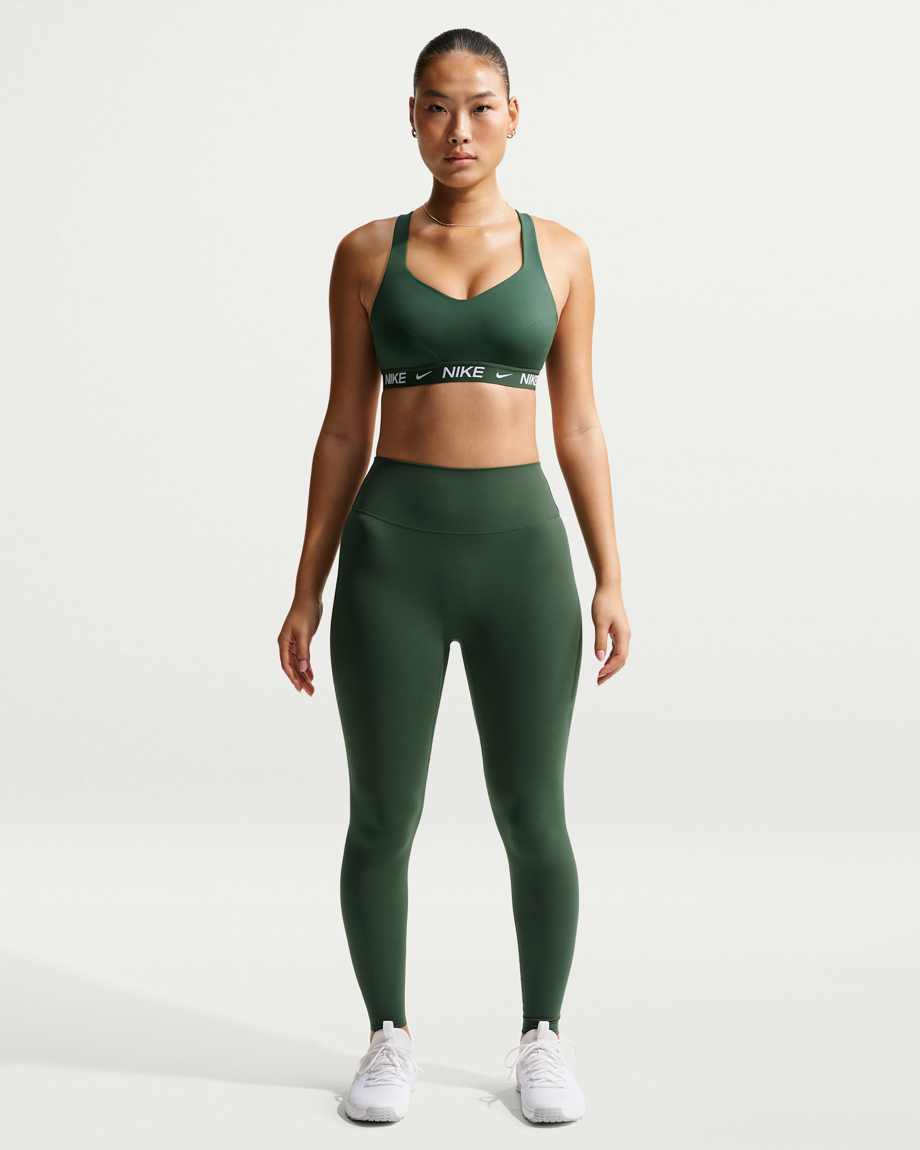 Nike Zenvy Women's High-Waisted Full-Length Leggings with No Front Seam - Fir/White