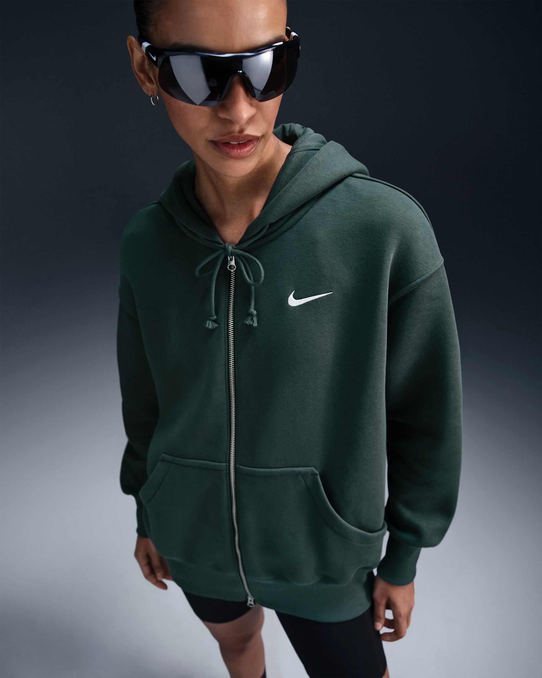 Nike Sportswear Phoenix Fleece Women's Oversized Full-Zip Hoodie - Vintage Green/Sail